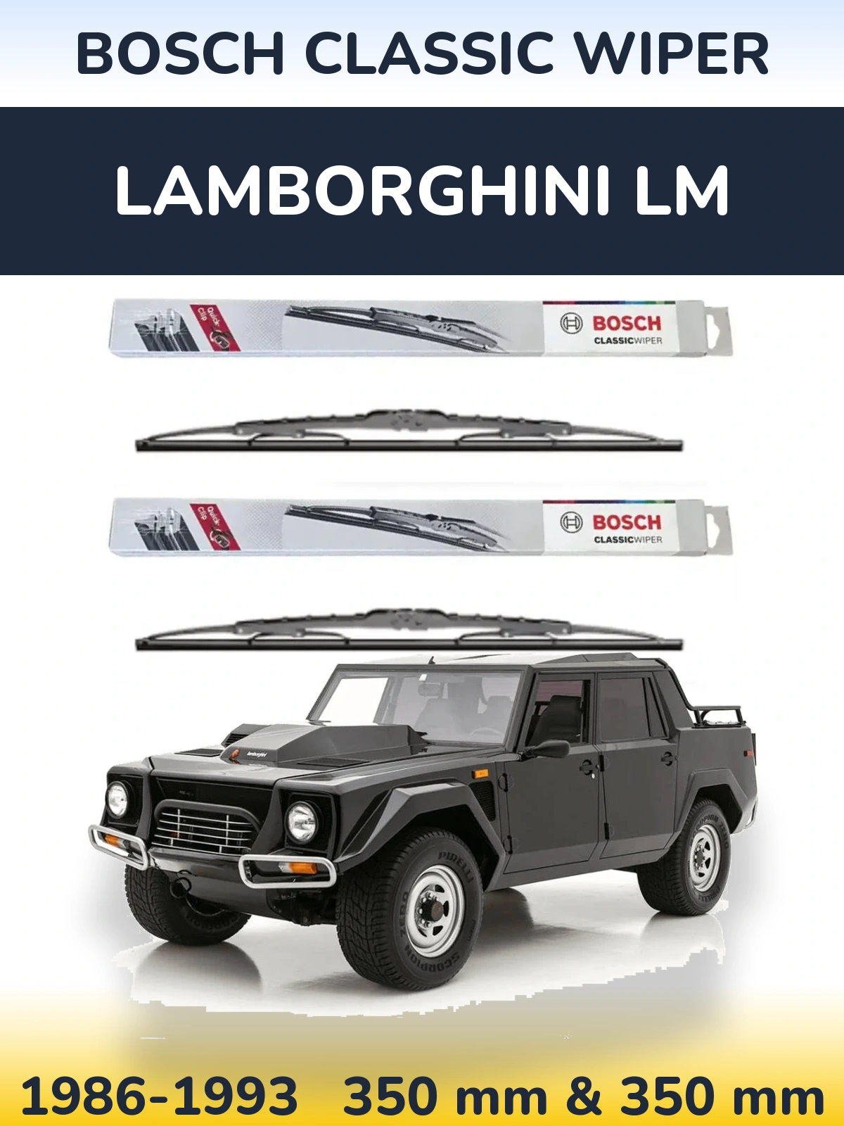 Komplet przednich wycieraczek BOSCH Classic Wiper 340 & 340 mm do Lamborghini LM 1986-1993