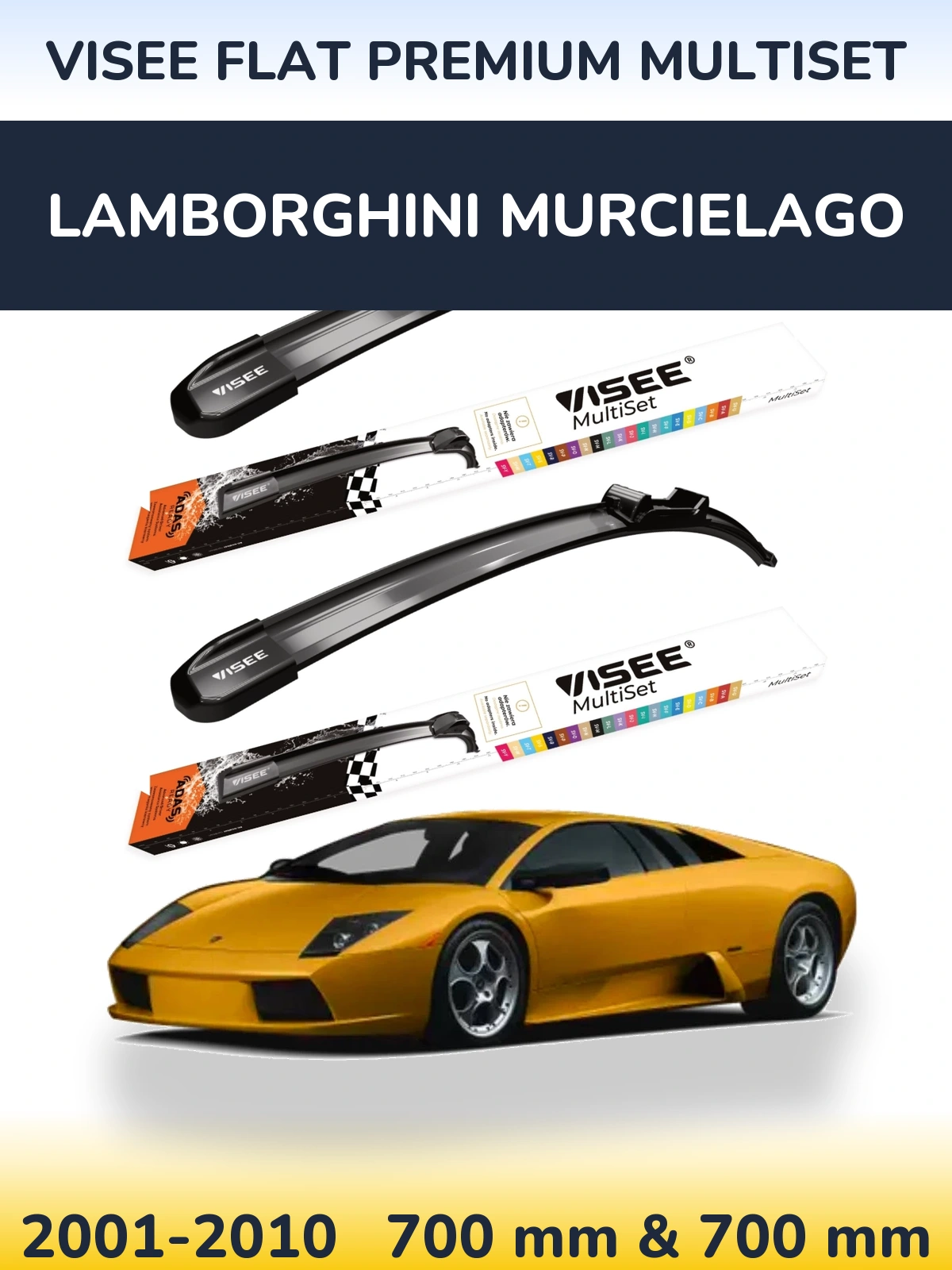 Комплект передних дворников VISEE FLAT PREMIUM MultiSet 700 & 700 мм для Lamborghini Murcielago 2001-2010