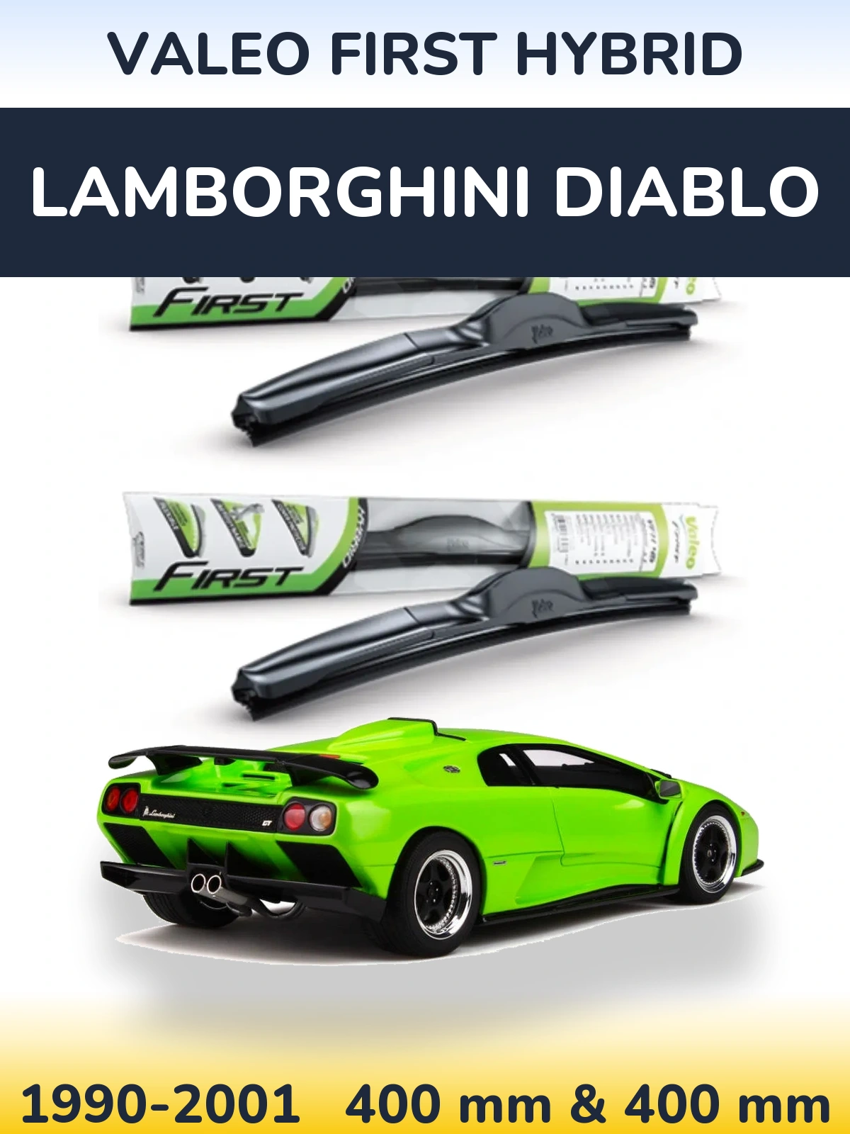 Комплект передних дворников Valeo First Hybrid 400 & 400 мм для Lamborghini Diablo 1990-2001