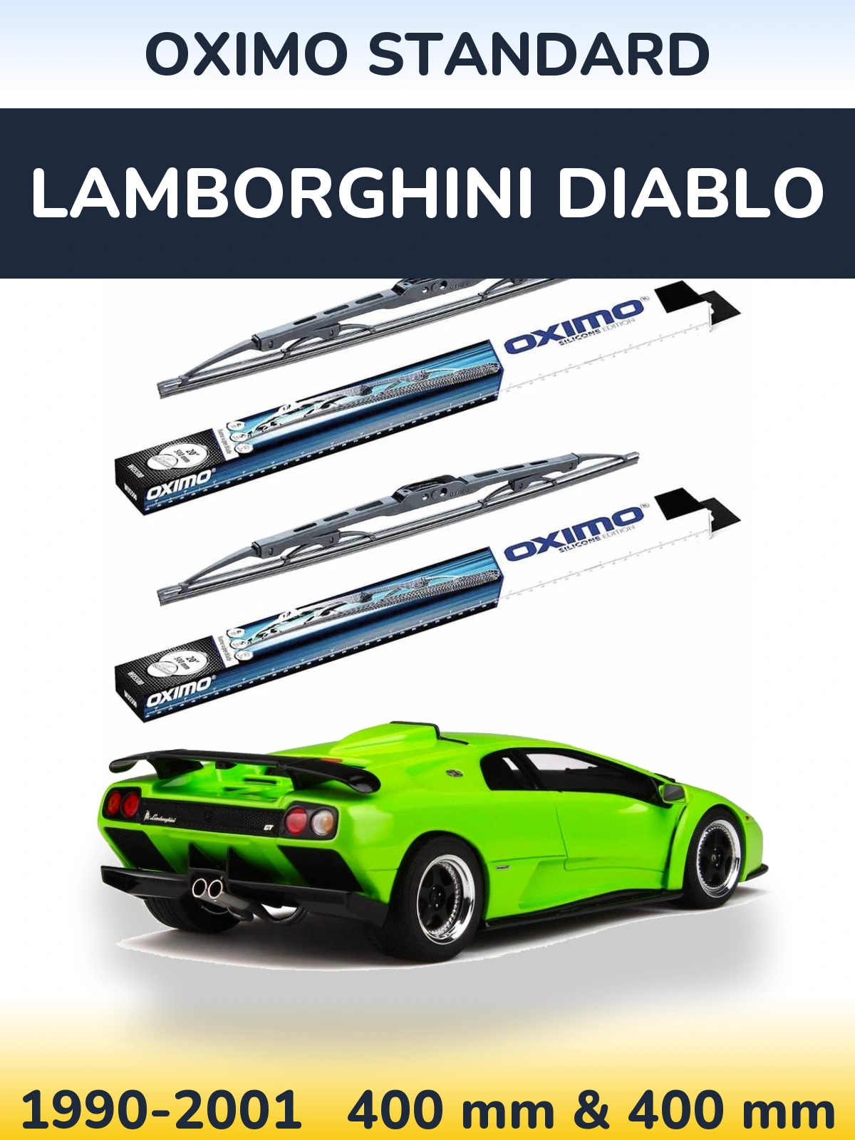 Front wiper blade set Oximo Standard 400 & 400 мм for Lamborghini Diablo 1990-2001