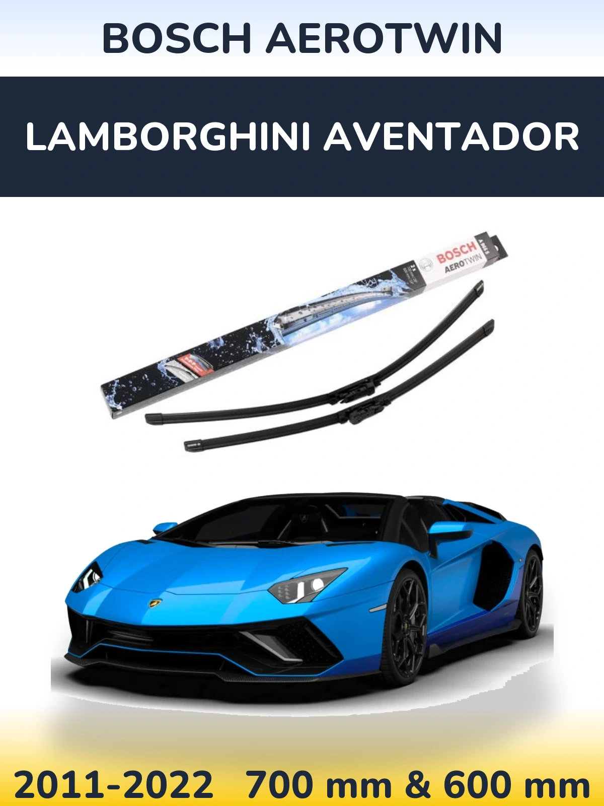 Комплект передніх щіток BOSCH AeroTwin 700 & 600 мм для Lamborghini Aventador 2011-2022