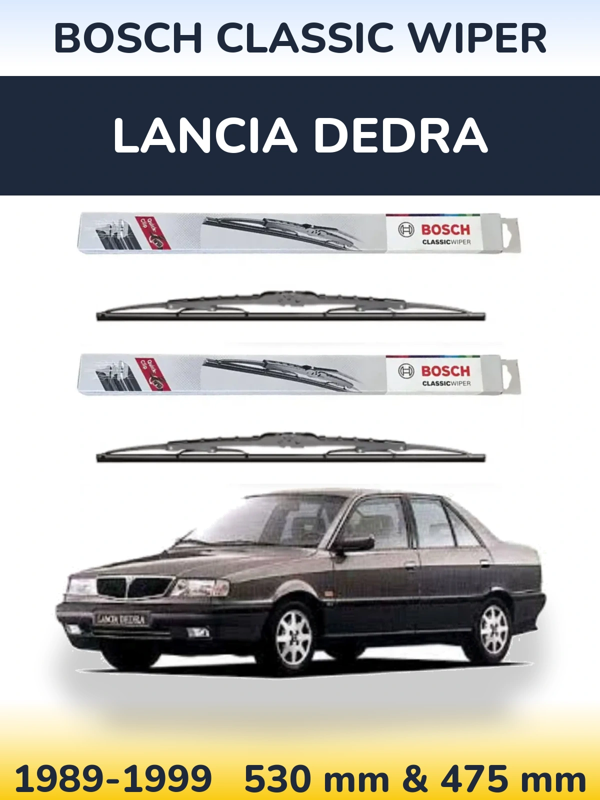 Комплект передних дворников BOSCH Classic Wiper 530 & 475 мм для Lancia Dedra 1989-1999