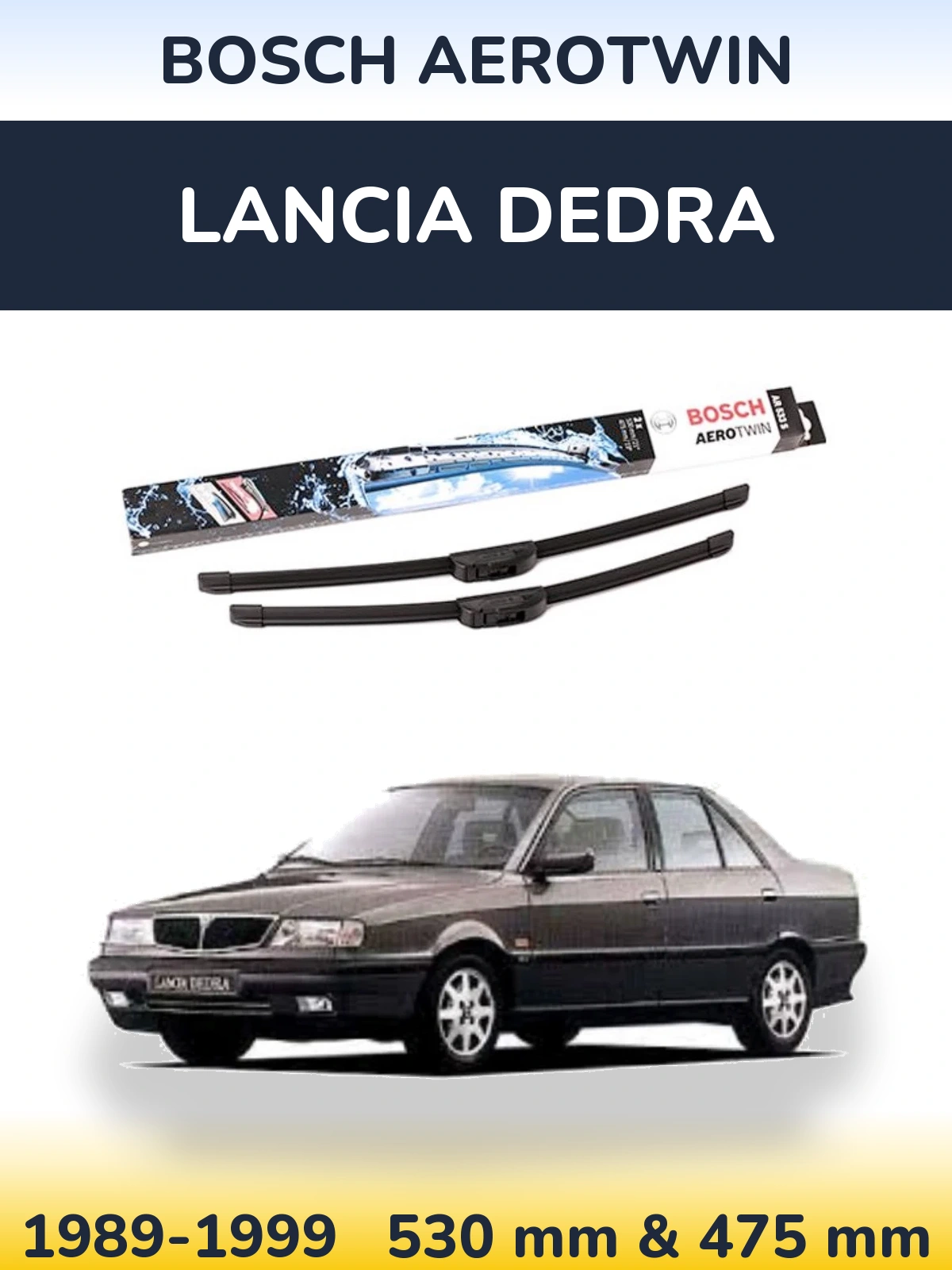 Комплект передних дворников BOSCH AeroTwin 530 & 475 мм для Lancia Dedra 1989-1999