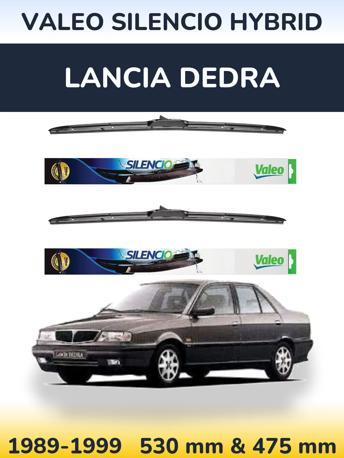 Комплект передних дворников Valeo Silencio Hybrid 530 & 475 мм для Lancia Dedra 1989-1999