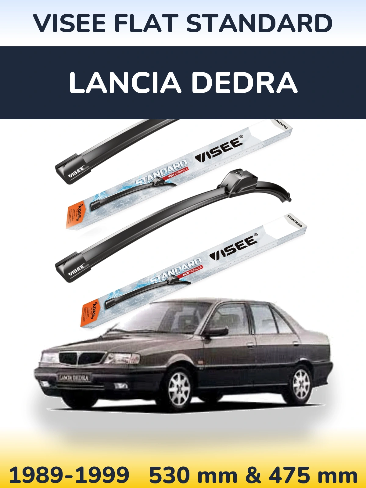 Комплект передних дворников VISEE FLAT STANDARD 530 & 475 мм для Lancia Dedra 1989-1999
