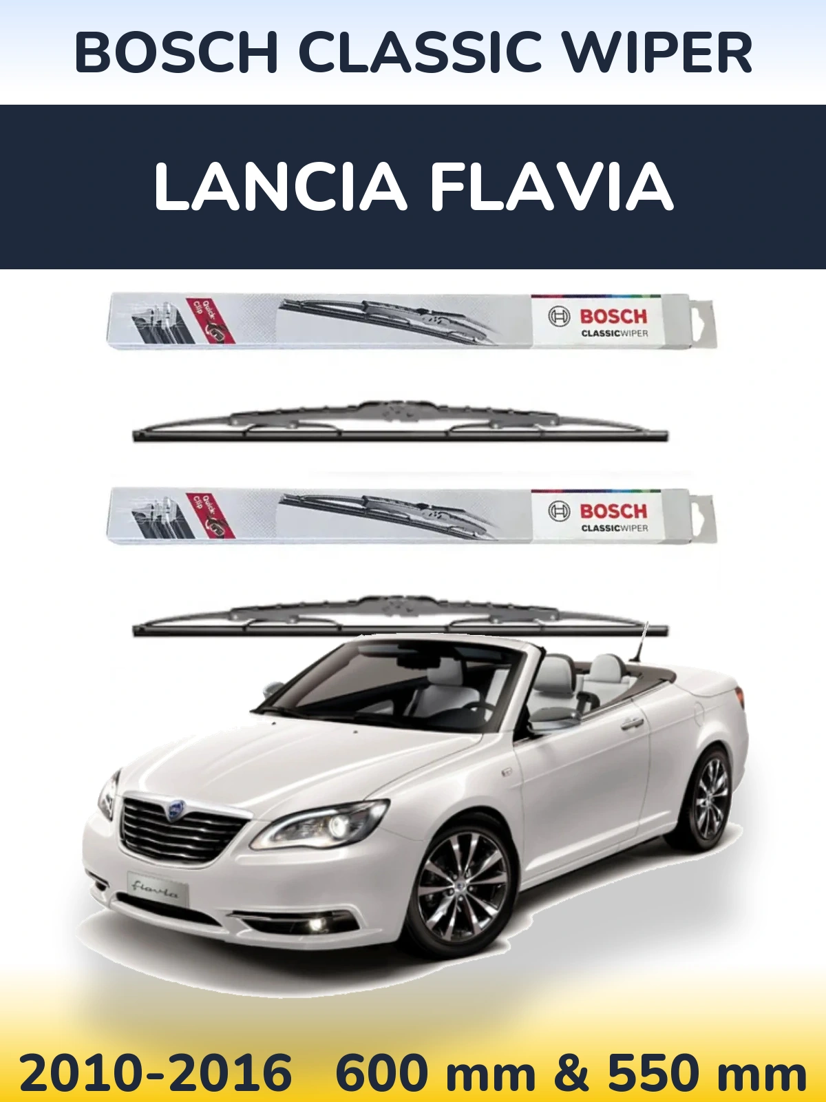 Комплект передніх щіток BOSCH Classic Wiper 600 & 550 мм для Lancia Flavia 2010-2016