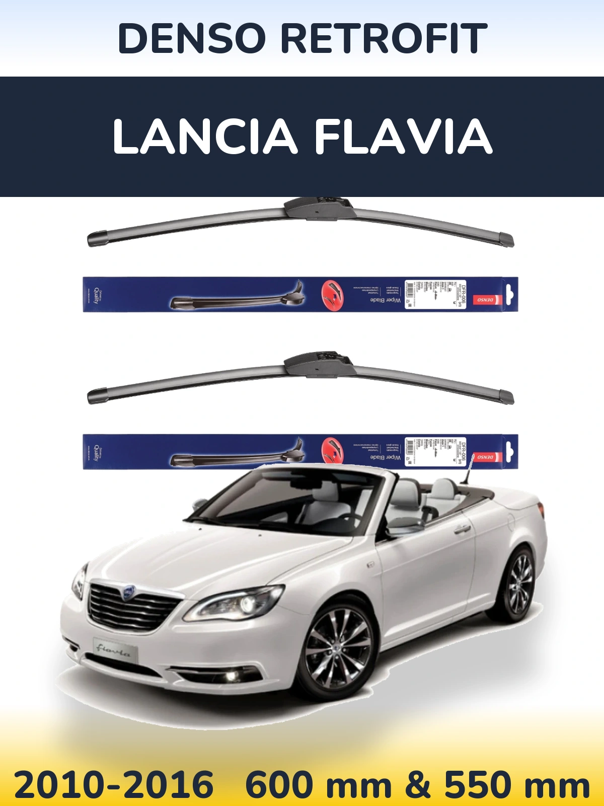 Комплект передніх щіток Denso Retrofit 600 & 550 мм для Lancia Flavia 2010-2016