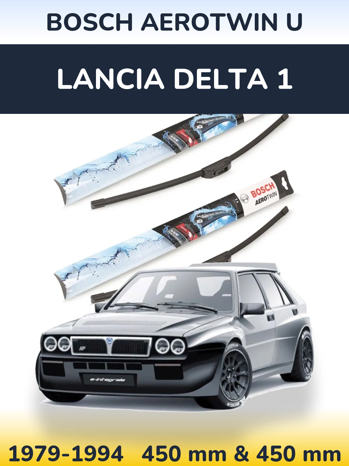 Front wiper blade set BOSCH AeroTwin U 450 & 450 мм for Lancia Delta 1 1979-1994