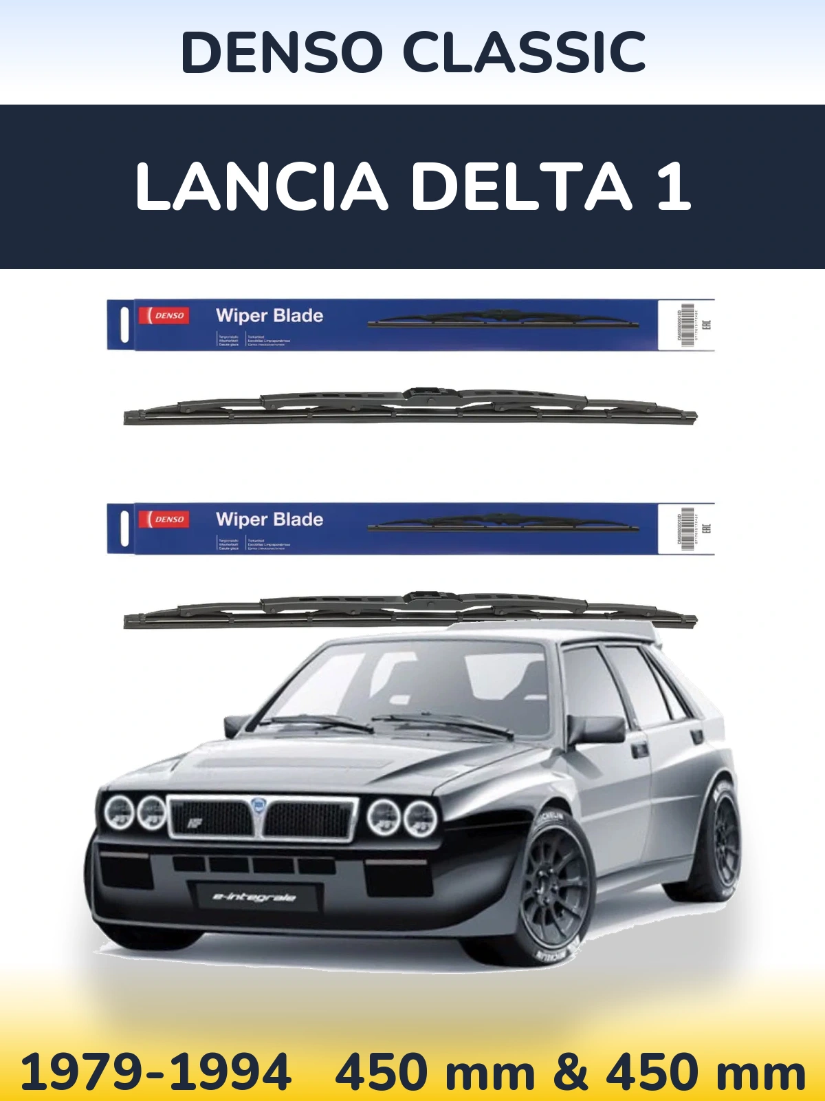 Front wiper blade set Denso Classic 450 & 450 мм for Lancia Delta 1 1979-1994