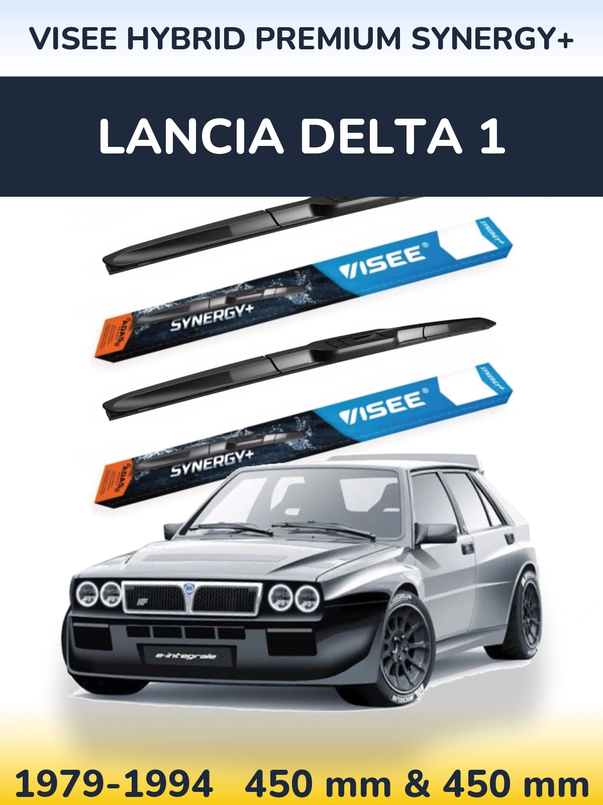 Front wiper blade set VISEE HYBRID PREMIUM SYNERGY+ 450 & 450 мм for Lancia Delta 1 1979-1994