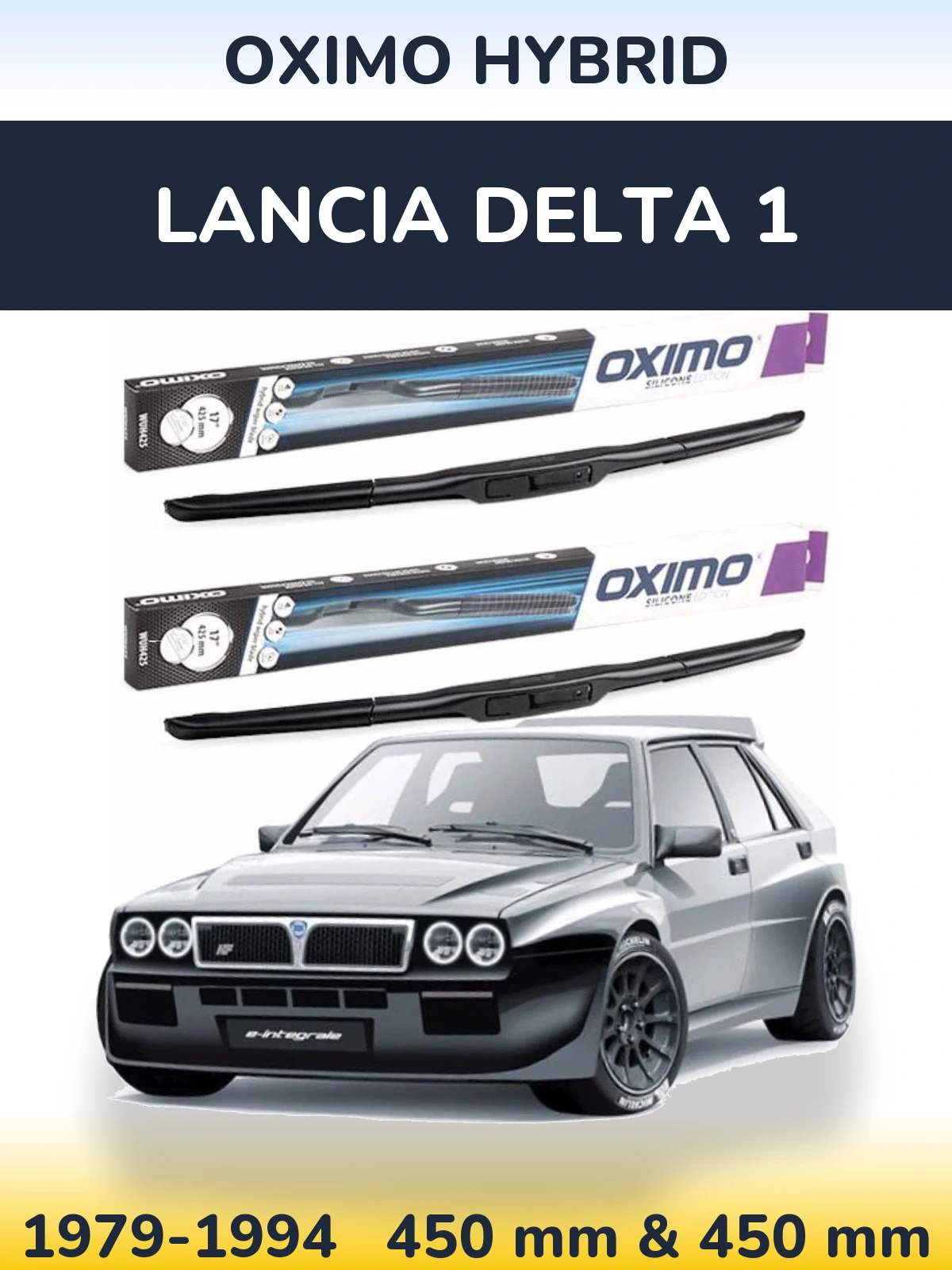 Front wiper blade set Oximo Hybrid 450 & 450 мм for Lancia Delta 1 1979-1994