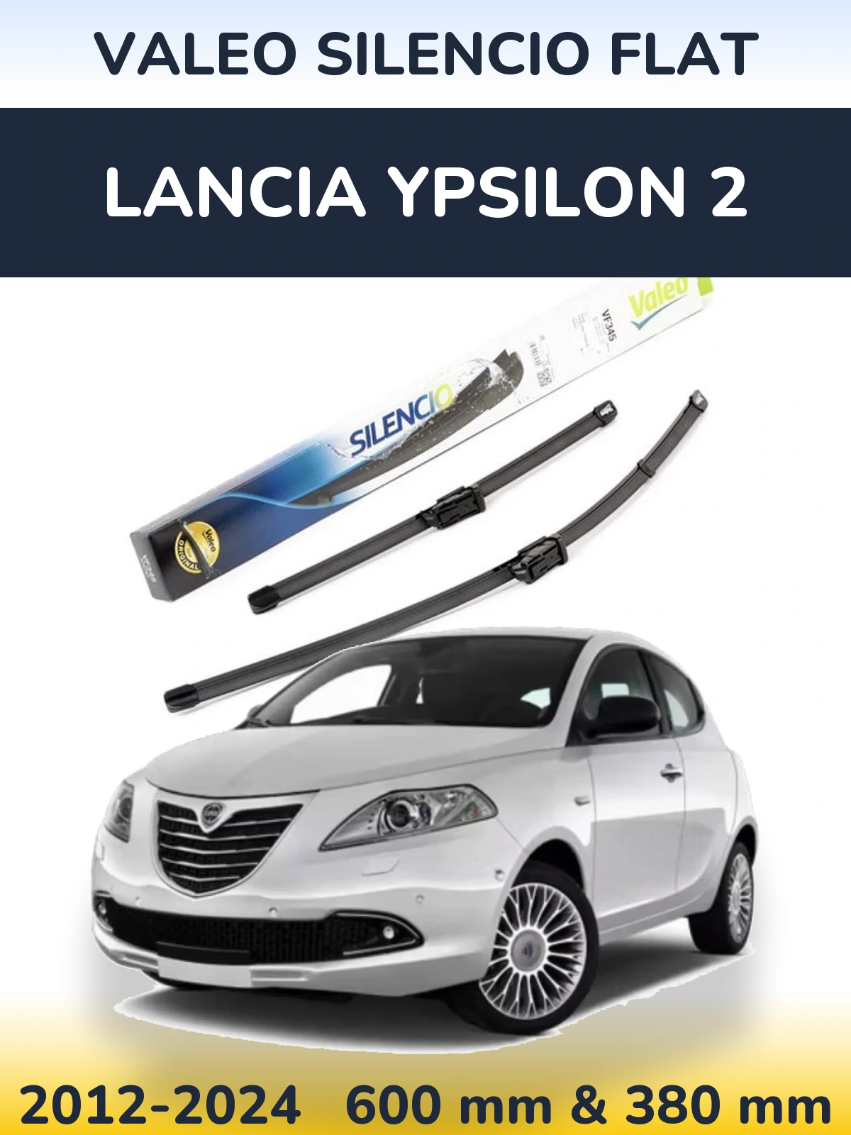 Комплект передних дворников Valeo Silencio Flat 600 & 380 мм для Lancia Ypsilon 2 2012-2024