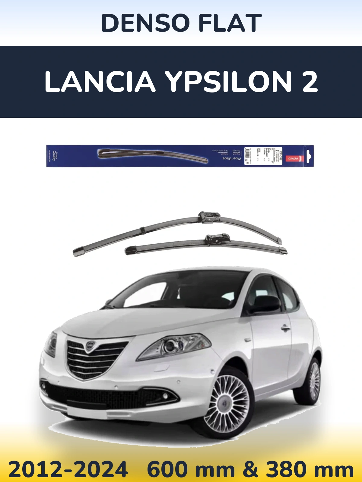 Комплект передних дворников Denso Flat 600 & 380 мм для Lancia Ypsilon 2 2012-2024