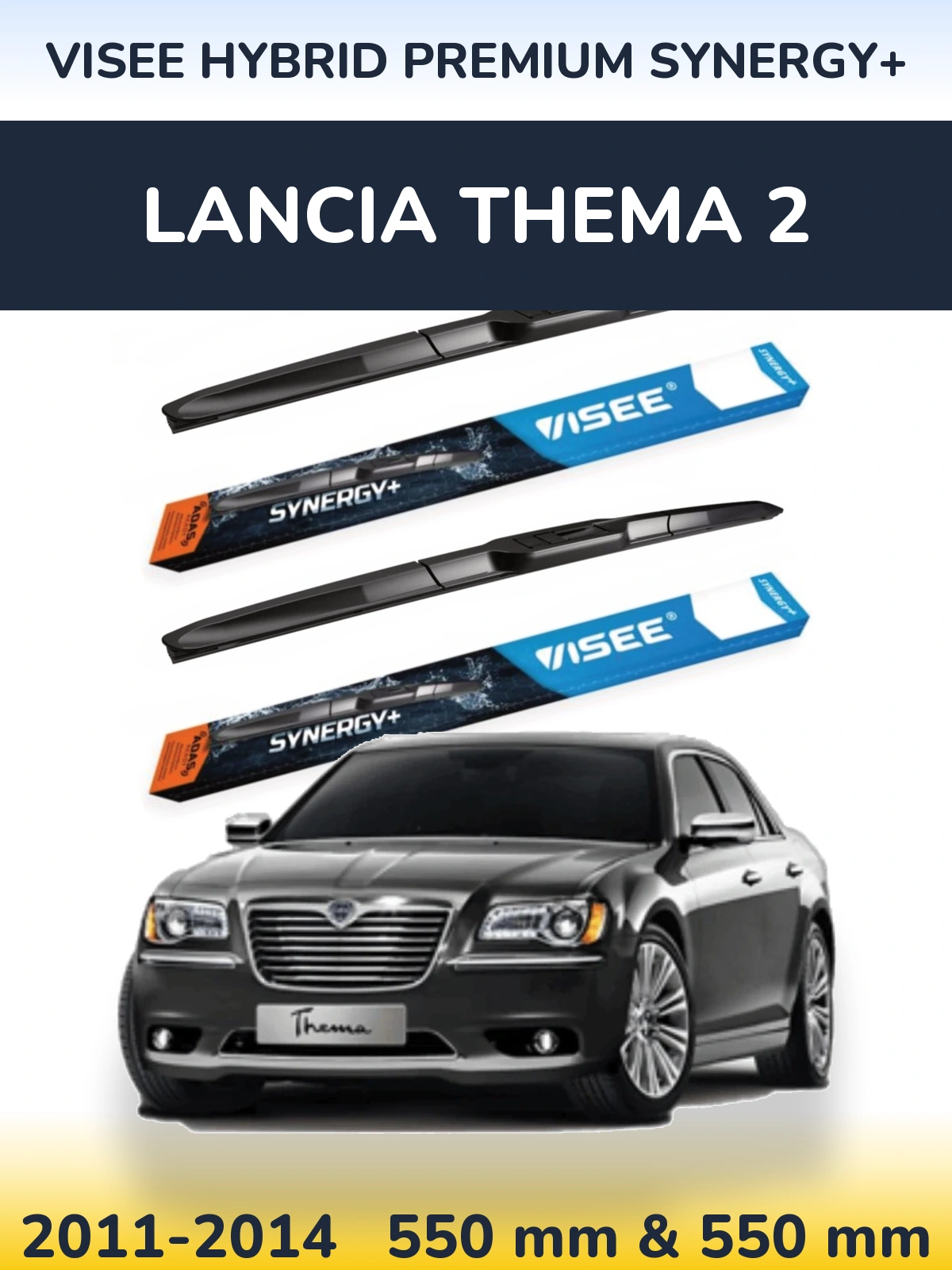 Комплект передних дворников VISEE HYBRID PREMIUM SYNERGY+ 550 & 550 мм для Lancia Thema 2 2011-2014