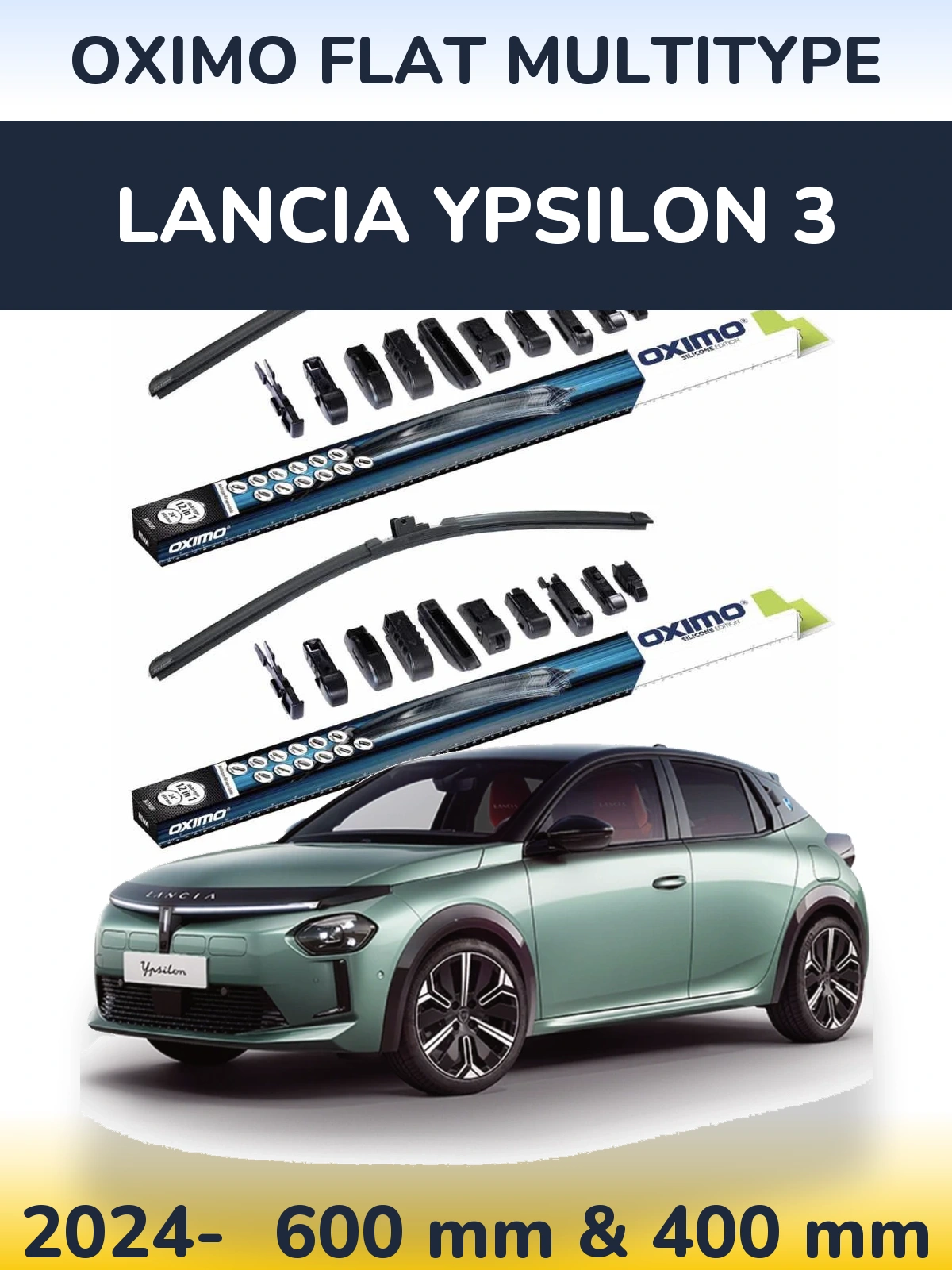 Комплект передних дворников Oximo Flat MultiТипe 600 & 400 мм для Lancia Ypsilon 3 2024-2026