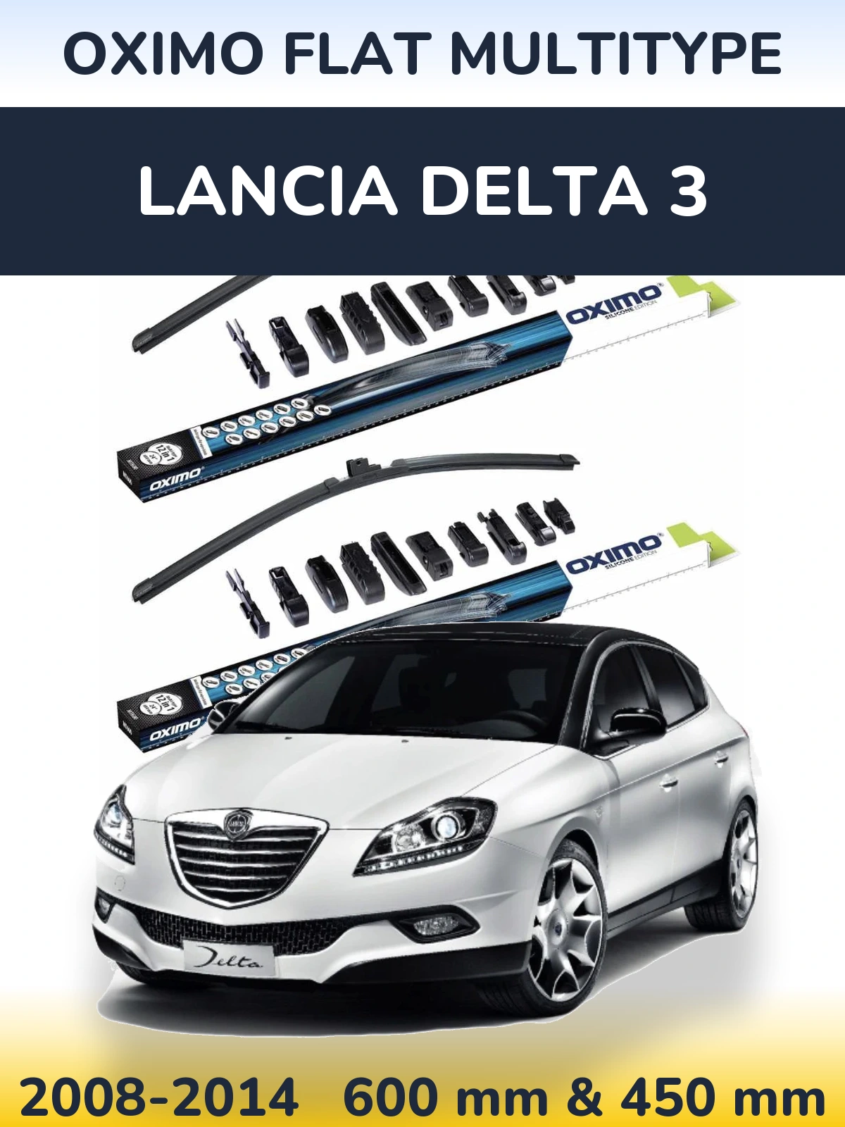 Комплект передніх щіток Oximo Flat MultiТипe 600 & 450 мм для Lancia Delta 3 2008-2014