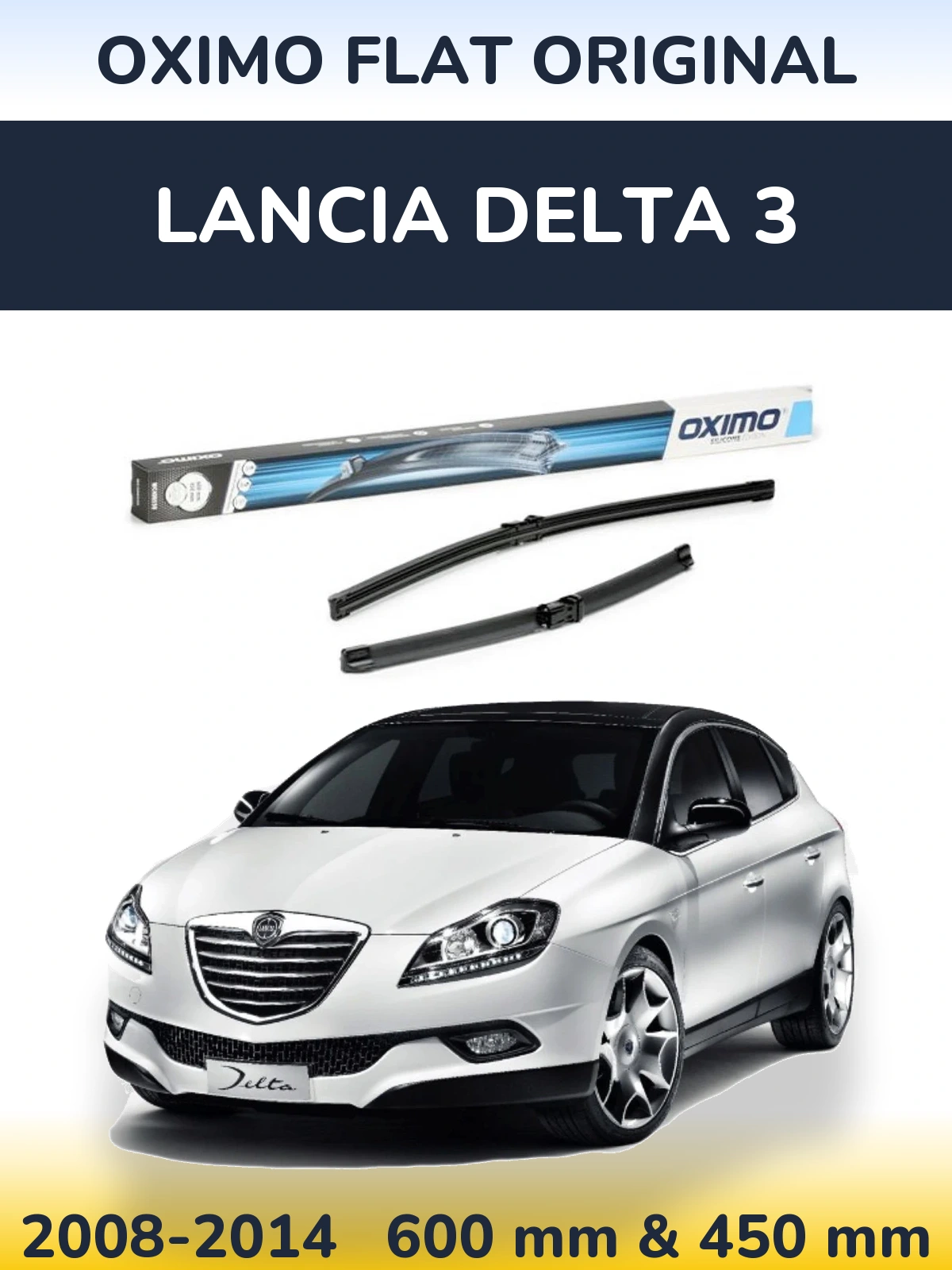 Front wiper blade set Oximo Flat Original 600 & 450 mm for Lancia Delta 3 2008-2014
