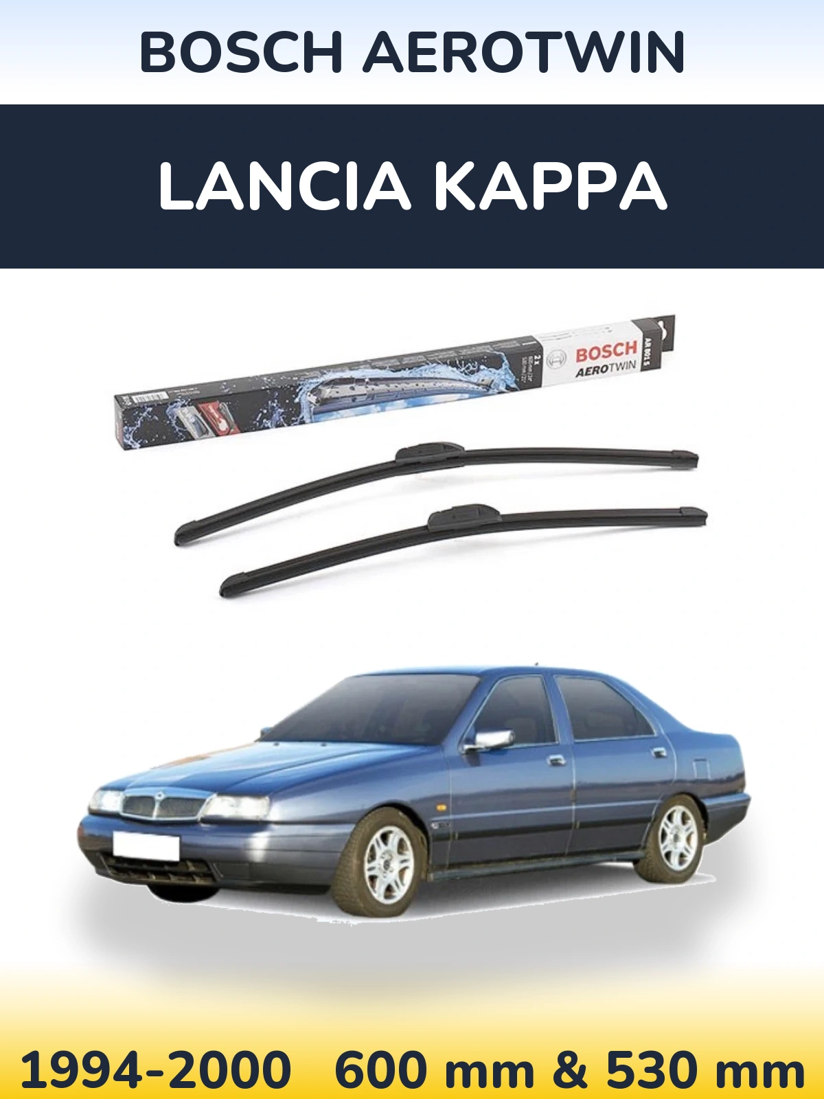 Комплект передних дворников BOSCH AeroTwin 600 & 530 мм для Lancia Kappa 1994-2000