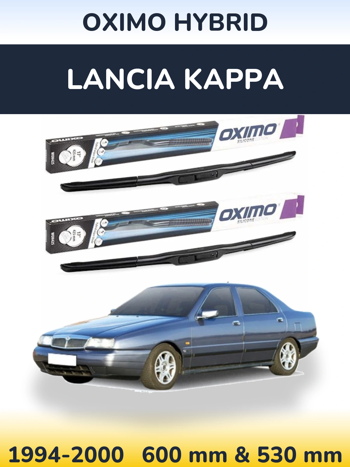 Front wiper blade set Oximo Hybrid 600 & 530 мм for Lancia Kappa 1994-2000