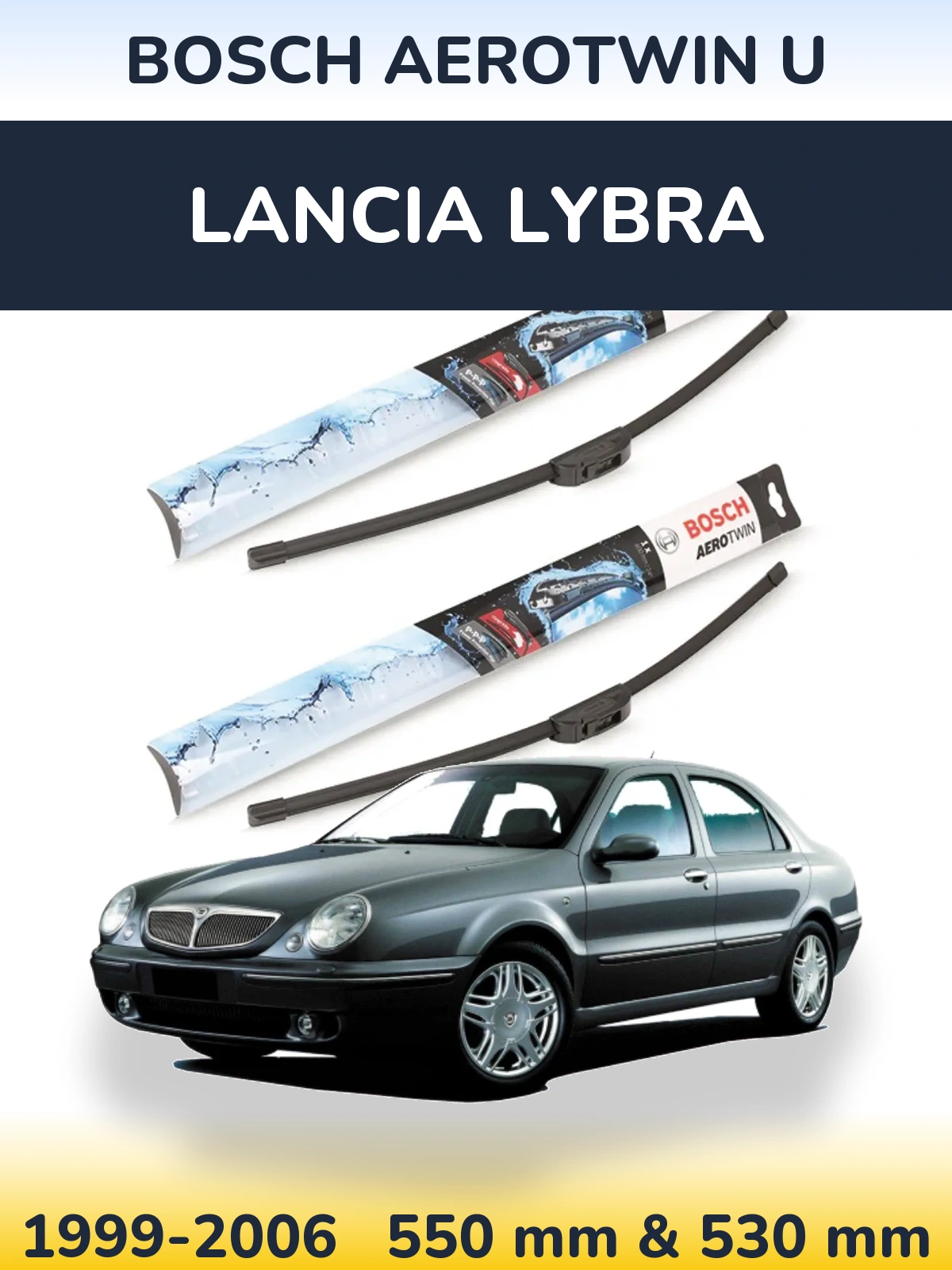 Front wiper blade set BOSCH AeroTwin U 550 & 530 мм for Lancia Lybra 1999-2006
