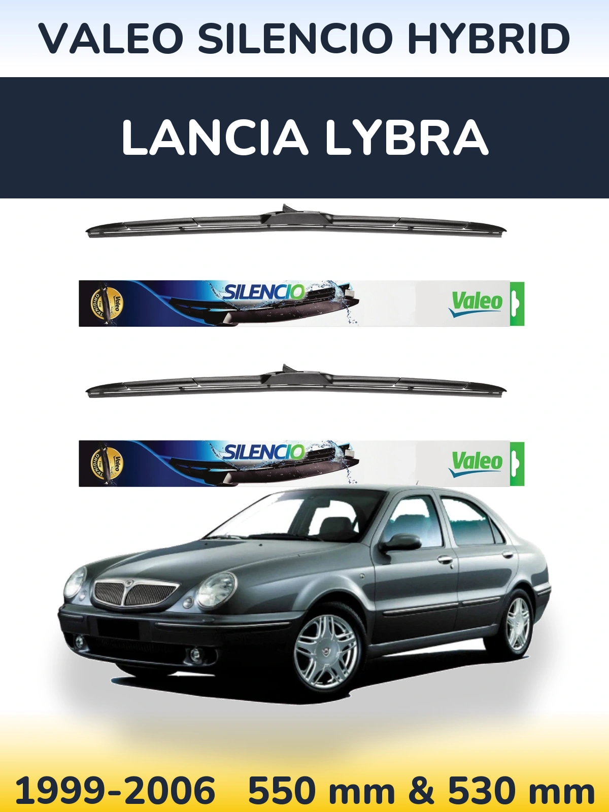 Комплект передних дворников Valeo Silencio Hybrid 550 & 530 мм для Lancia Lybra 1999-2006