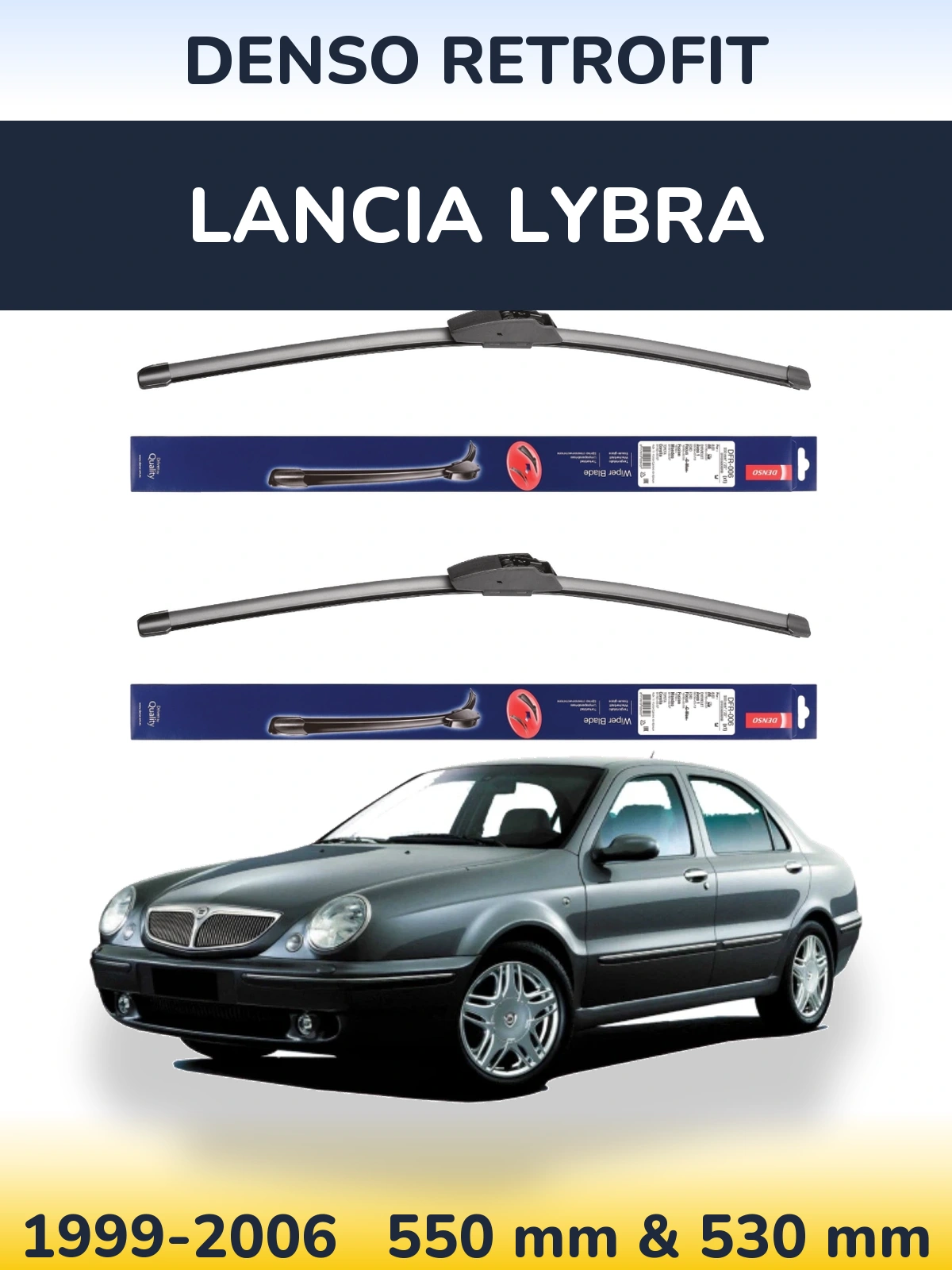 Front wiper blade set Denso Retrofit 550 & 530 мм for Lancia Lybra 1999-2006