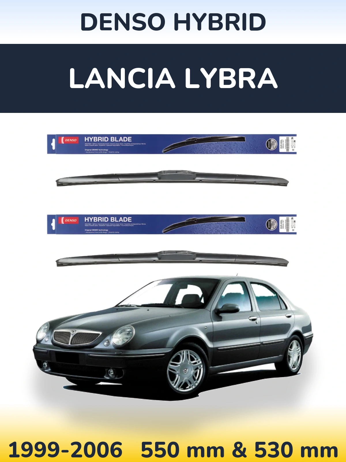 Комплект передних дворников Denso Hybrid 550 & 530 мм для Lancia Lybra 1999-2006