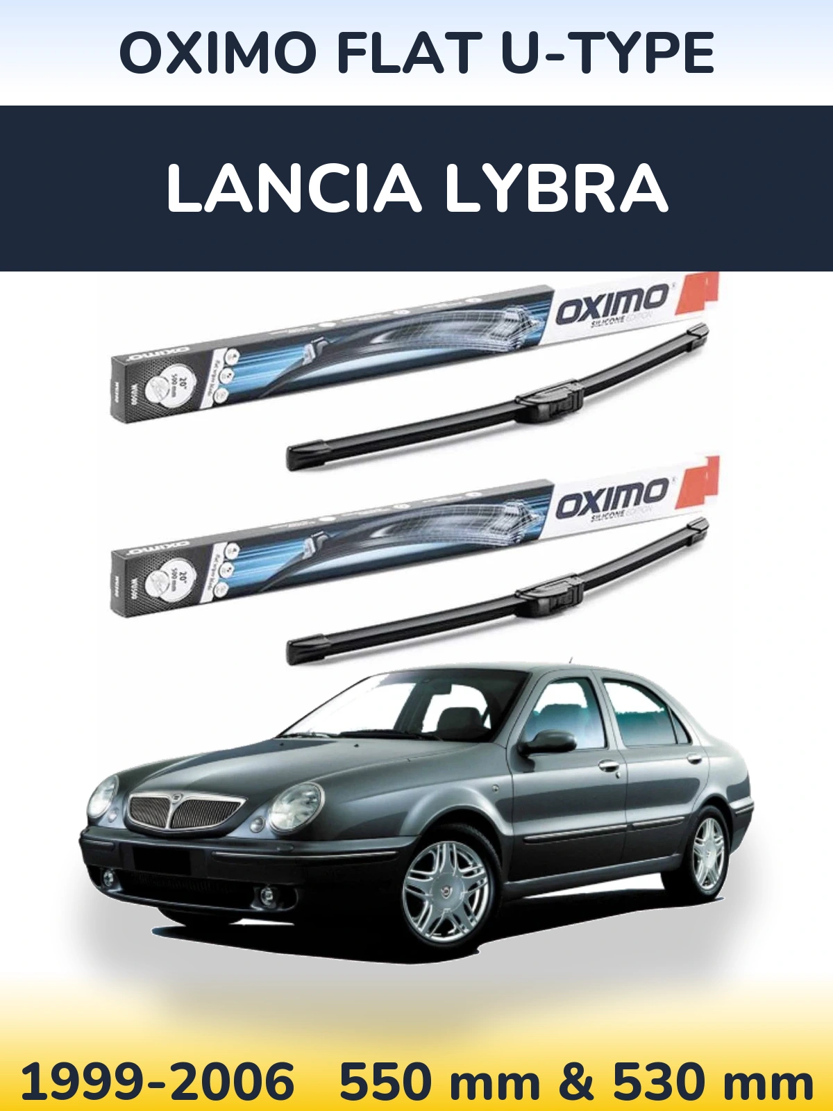 Комплект передних дворников Oximo Flat U-type 550 & 530 мм для Lancia Lybra 1999-2006