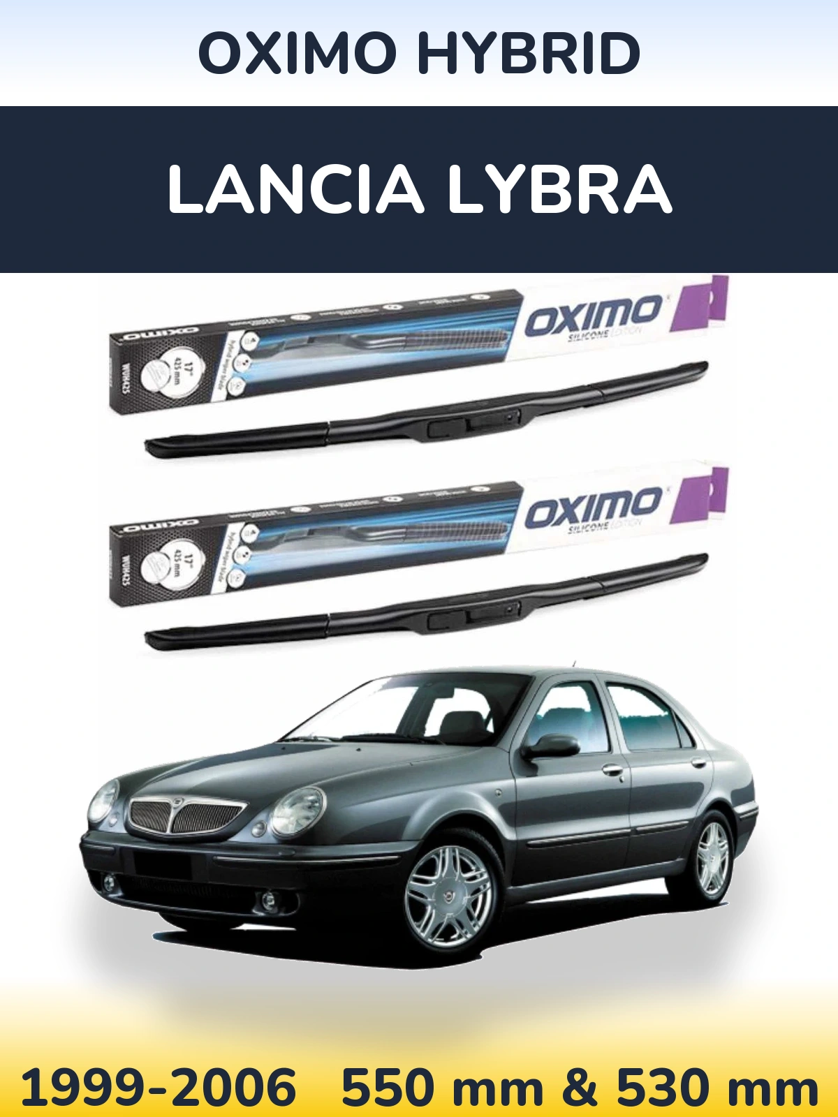Front wiper blade set Oximo Hybrid 550 & 530 мм for Lancia Lybra 1999-2006