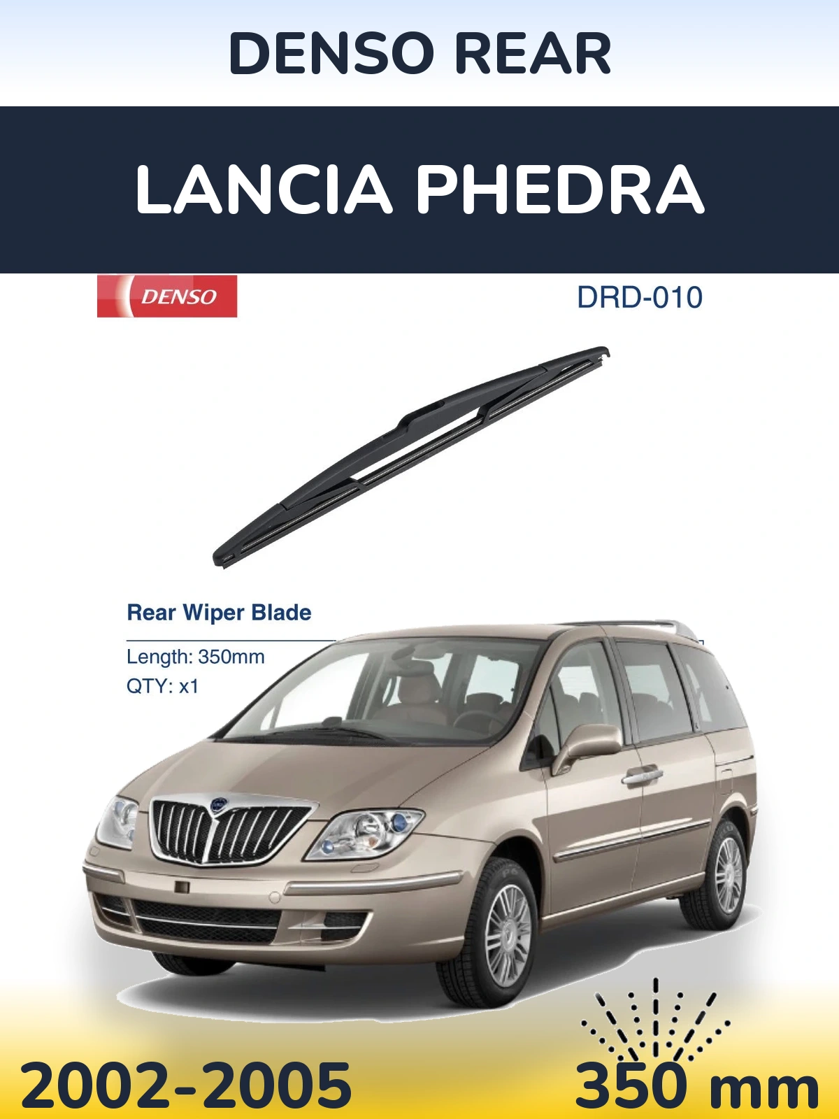 Rear wiper blade Denso Rear 350 mm for Lancia Phedra 2002-2005