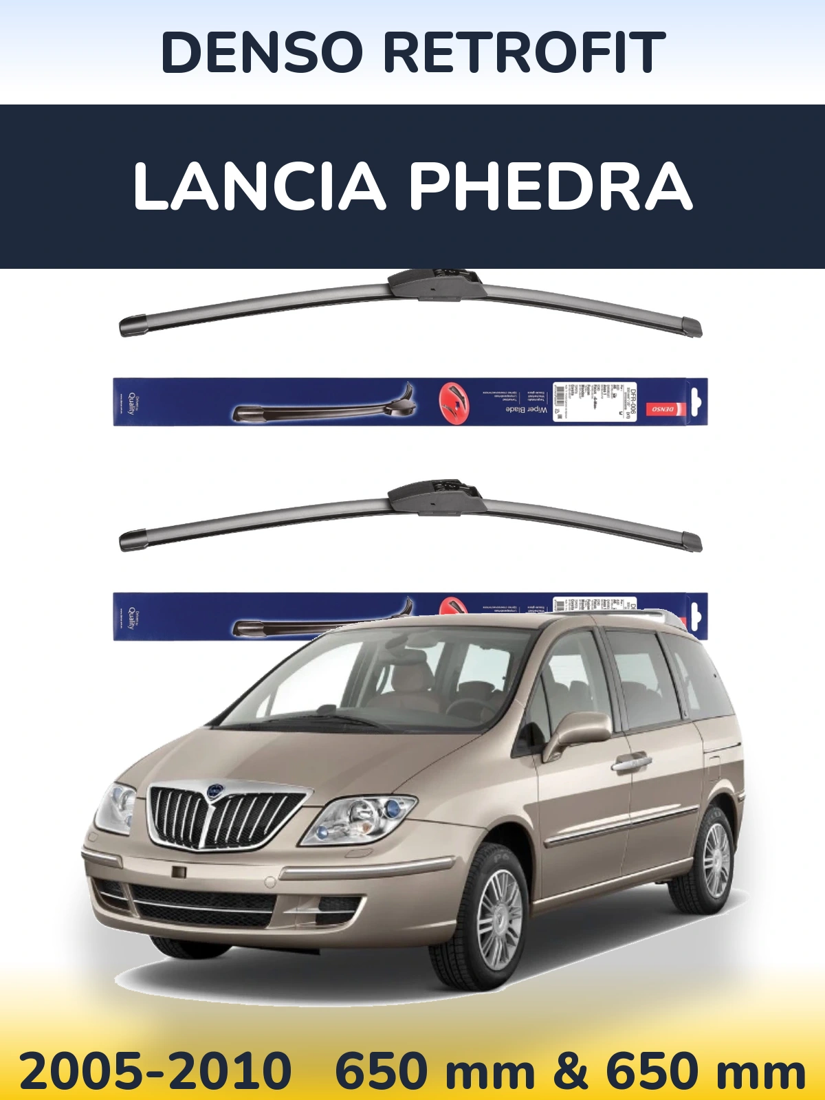 Комплект передніх щіток Denso Retrofit 650 & 650 мм для Lancia Phedra 2005-2010