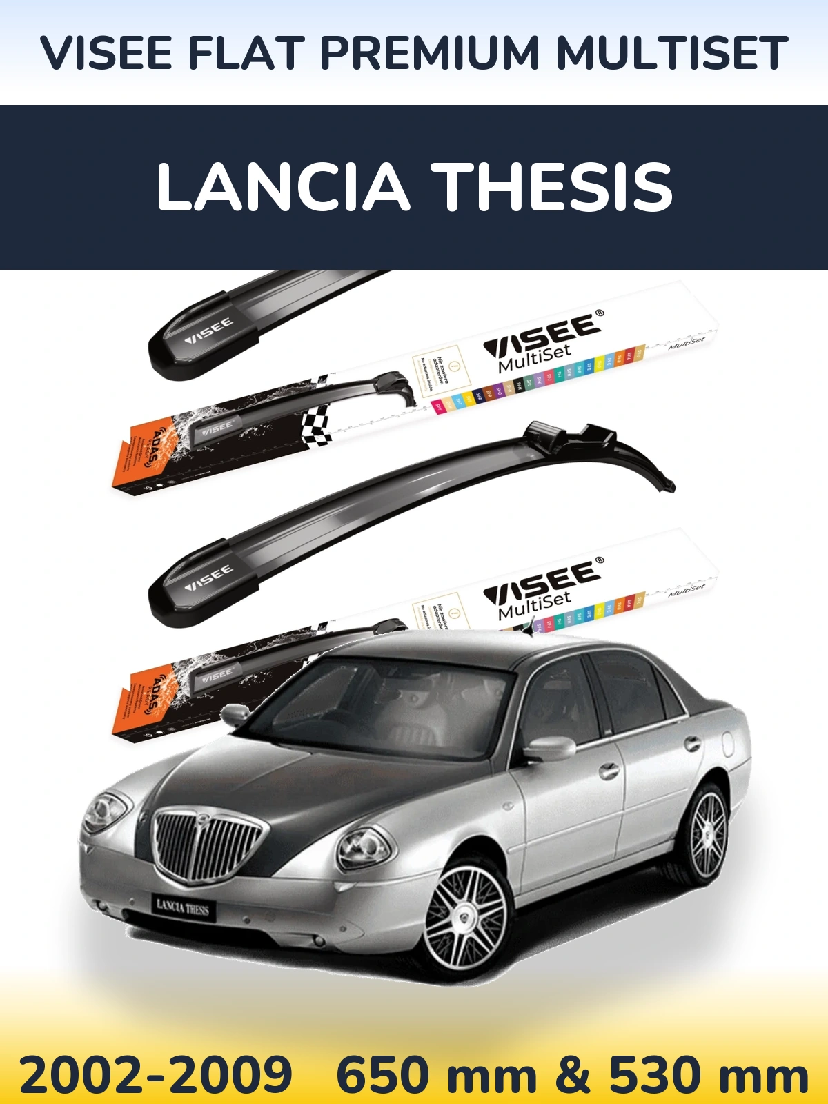 Комплект передних дворников VISEE FLAT PREMIUM MultiSet 650 & 530 мм для Lancia Thesis 2002-2009