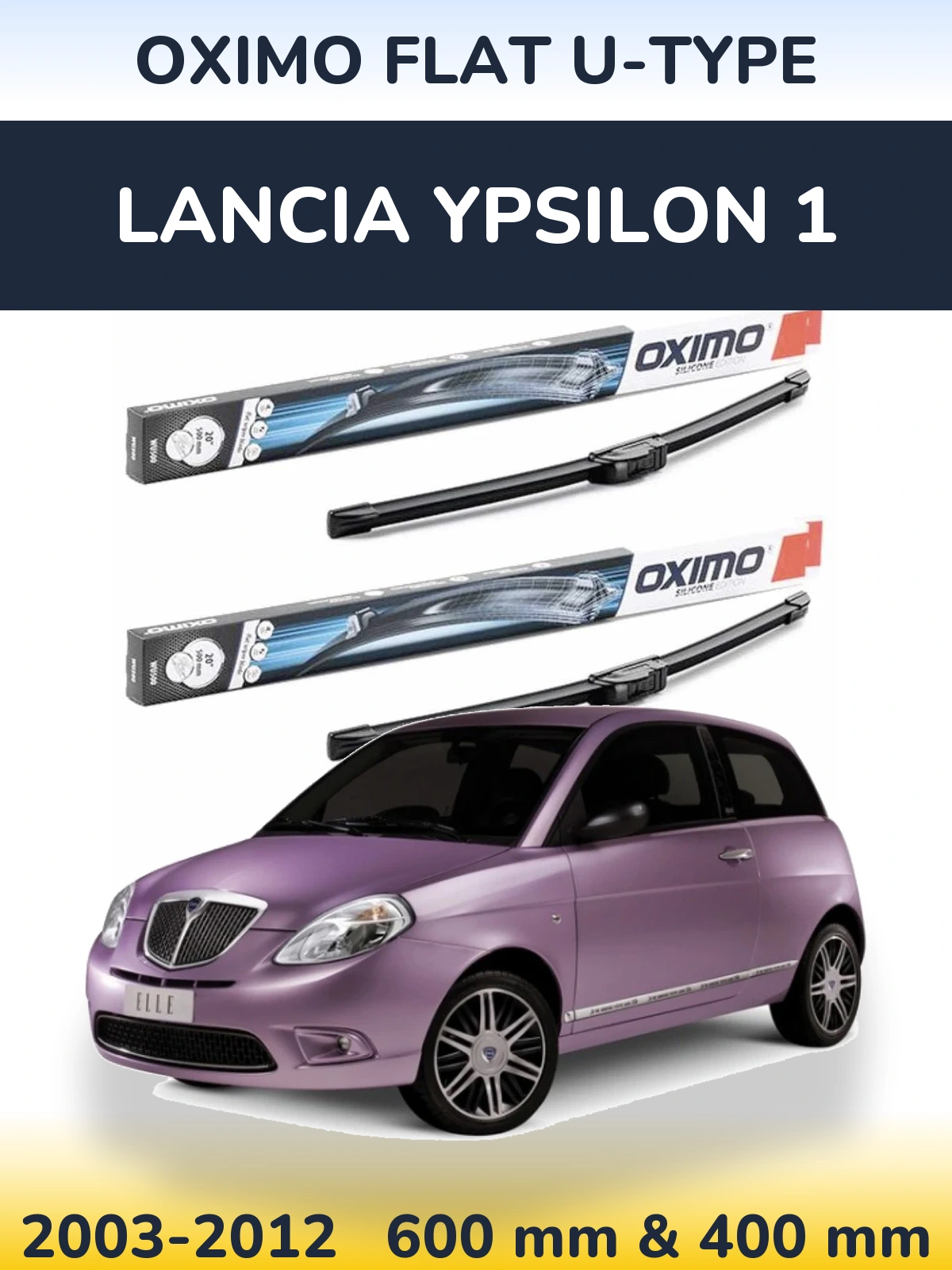 Комплект передних дворников Oximo Flat U-type 600 & 400 мм для Lancia Ypsilon 1 2003-2012