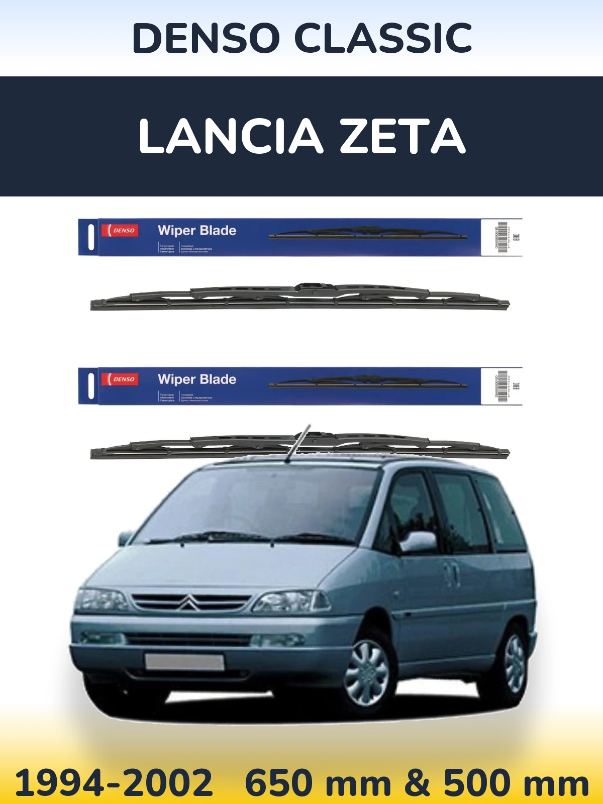 Komplet przednich wycieraczek Denso Classic 650 & 500 mm do Lancia Zeta 1994-2002