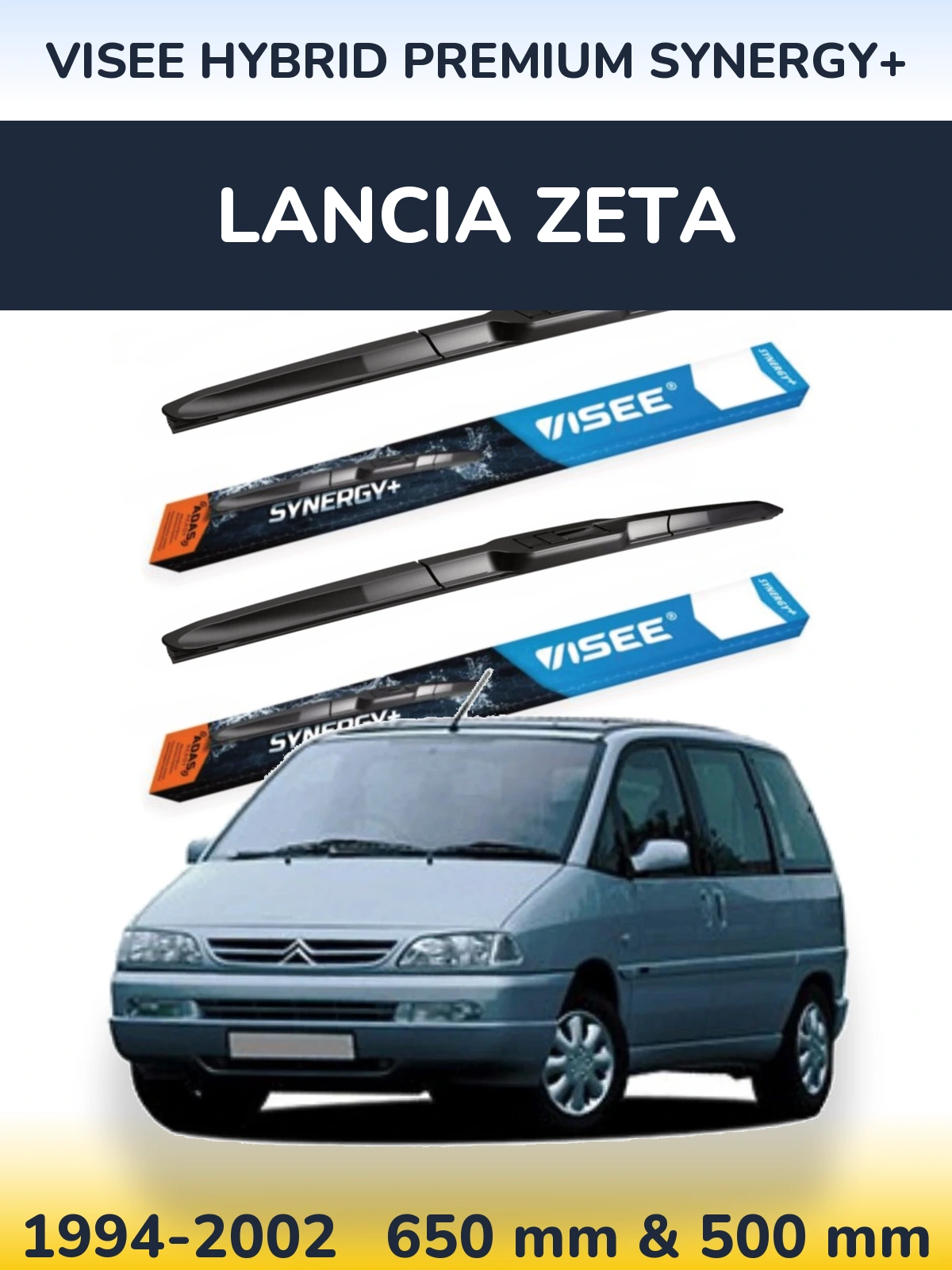 Komplet przednich wycieraczek VISEE HYBRID PREMIUM SYNERGY+ 650 & 500 mm do Lancia Zeta 1994-2002