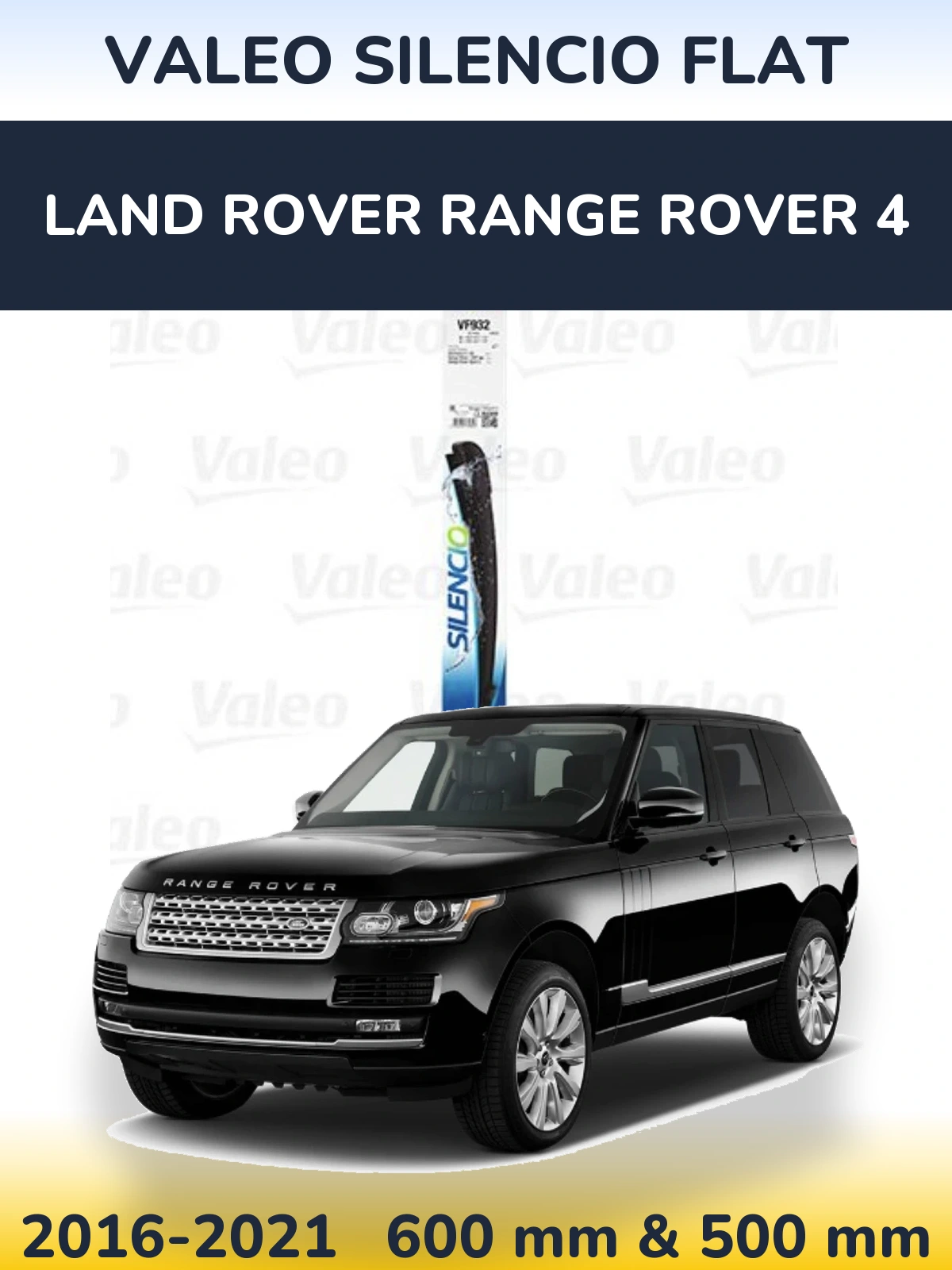 Комплект передних дворников Valeo Silencio Flat 600 & 500 мм для Land Rover Range Rover 4 2016-2021