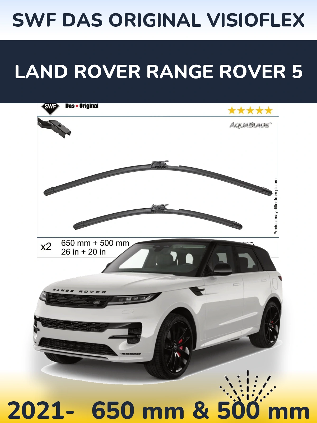Комплект передних дворников SWF Das Original VisioFlex 650 & 500 мм для Land Rover Range Rover 5 2021-2026