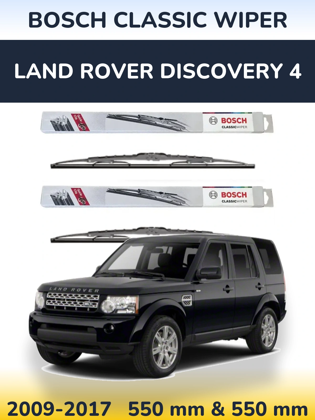 Комплект передних дворников BOSCH Classic Wiper 550 & 550 мм для Land Rover Discovery 4 2009-2017