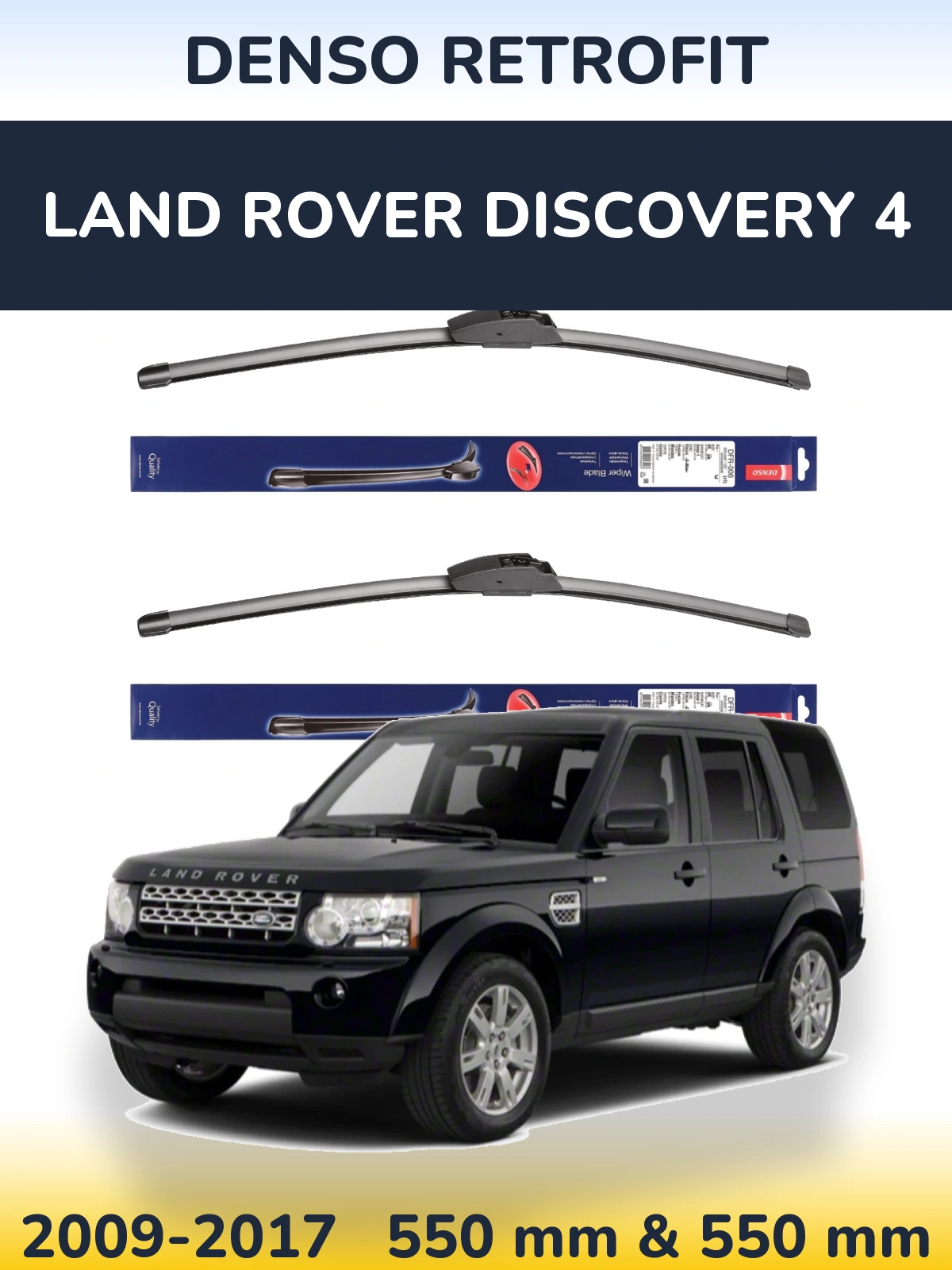Комплект передних дворников Denso Retrofit 550 & 550 мм для Land Rover Discovery 4 2009-2017
