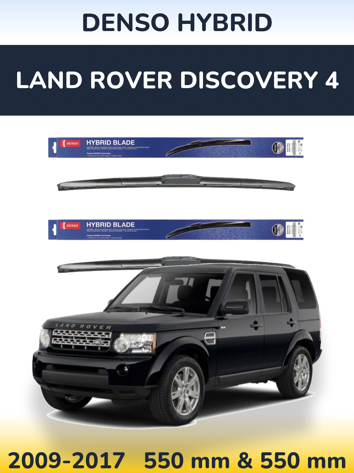Komplet przednich wycieraczek Denso Hybrid 550 & 550 mm do Land Rover Discovery 4 2009-2017
