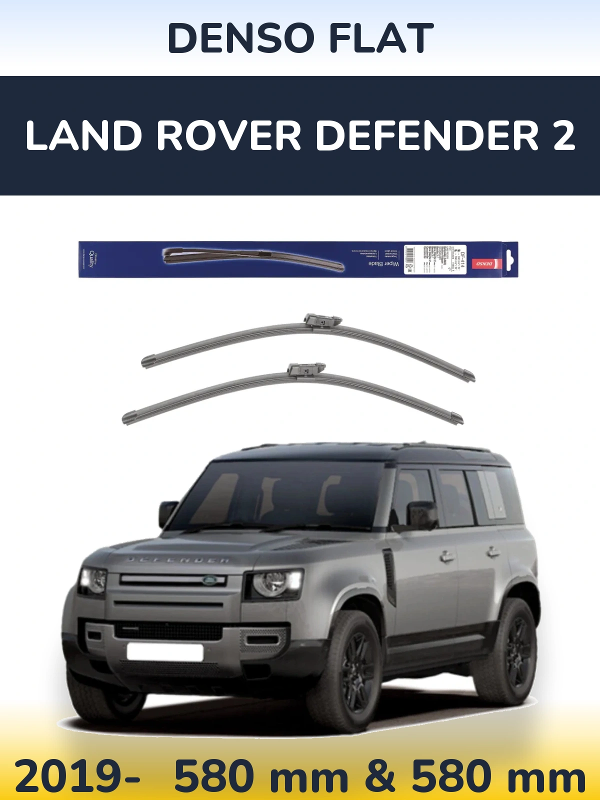 Front wiper blade set Denso Flat 550 & 550 mm for Land Rover Defender 2 2019-2026