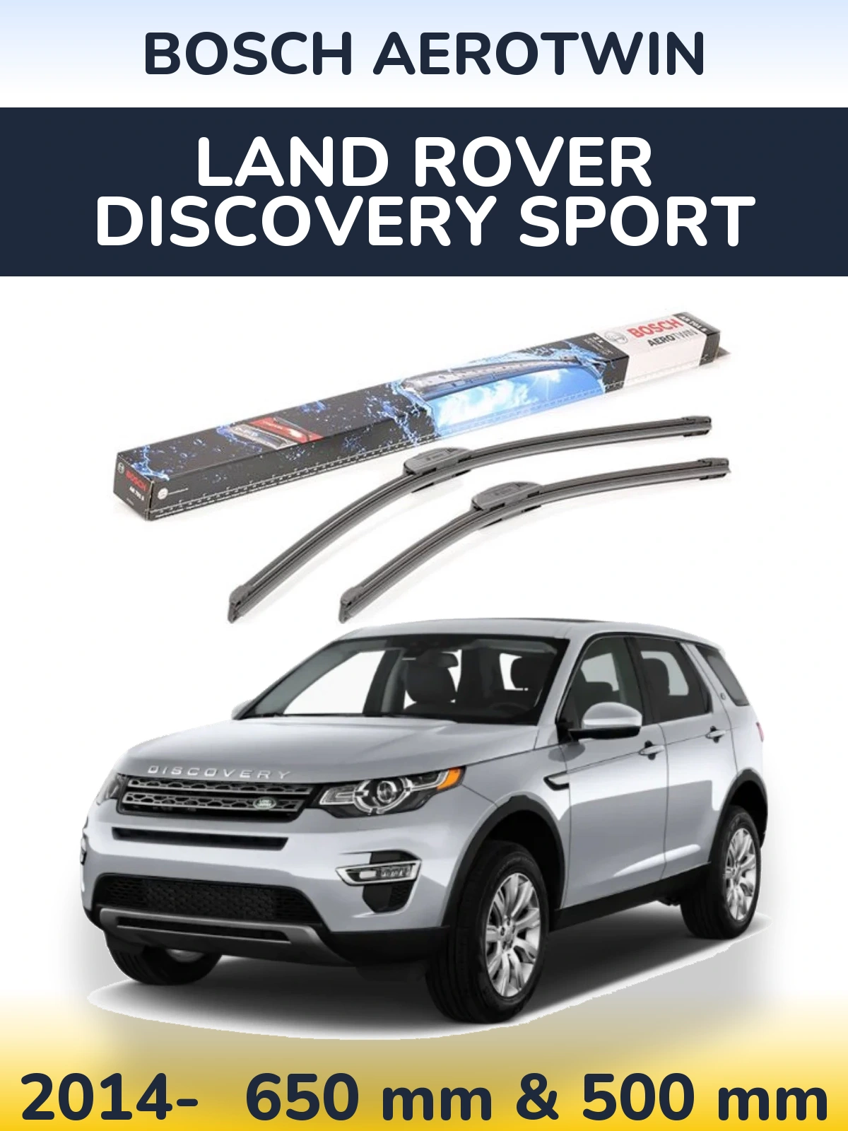 Komplet przednich wycieraczek BOSCH AeroTwin 650 & 500 mm do Land Rover Discovery Sport 2014-2026