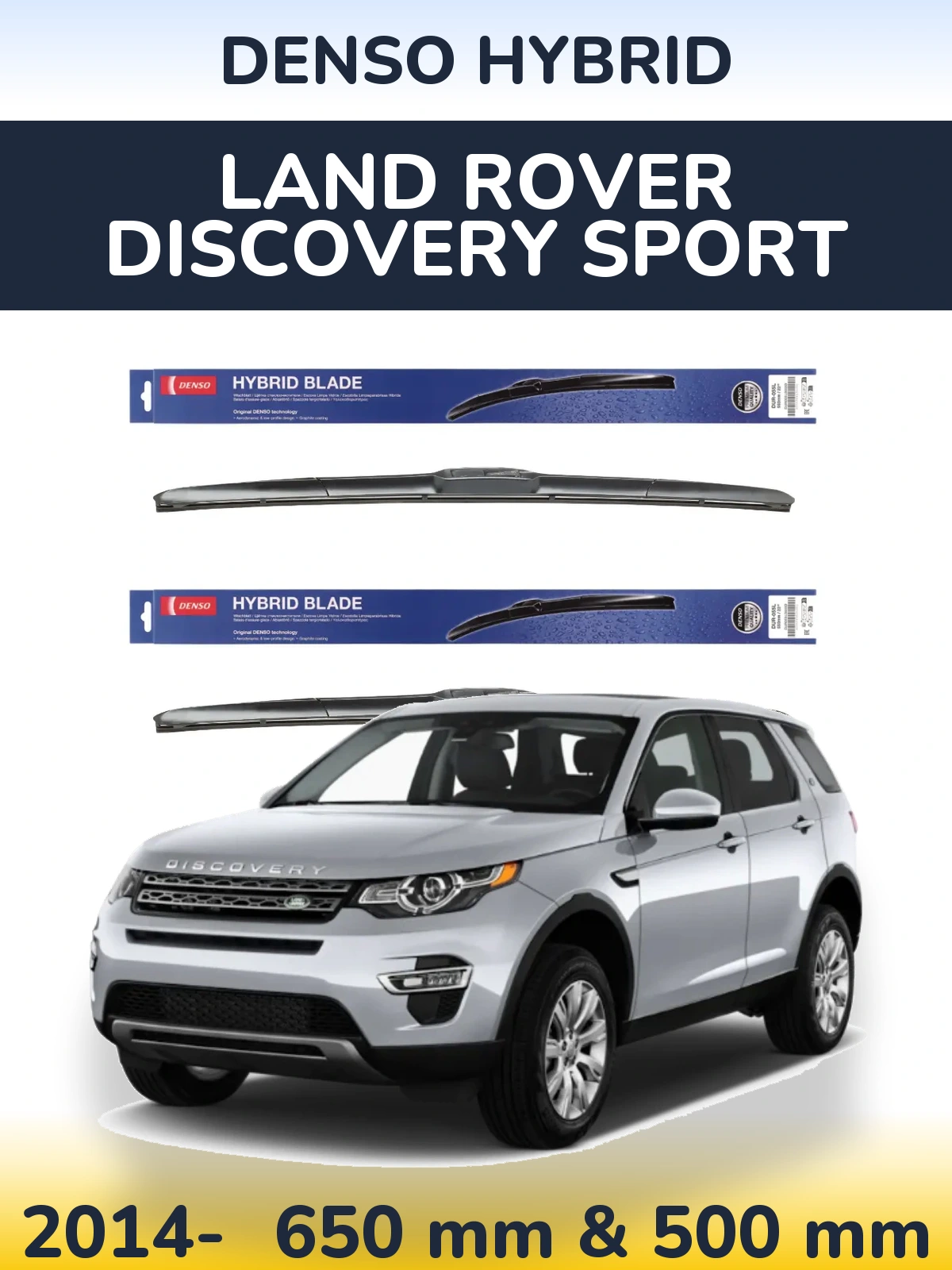 Komplet przednich wycieraczek Denso Hybrid 650 & 500 mm do Land Rover Discovery Sport 2014-2026