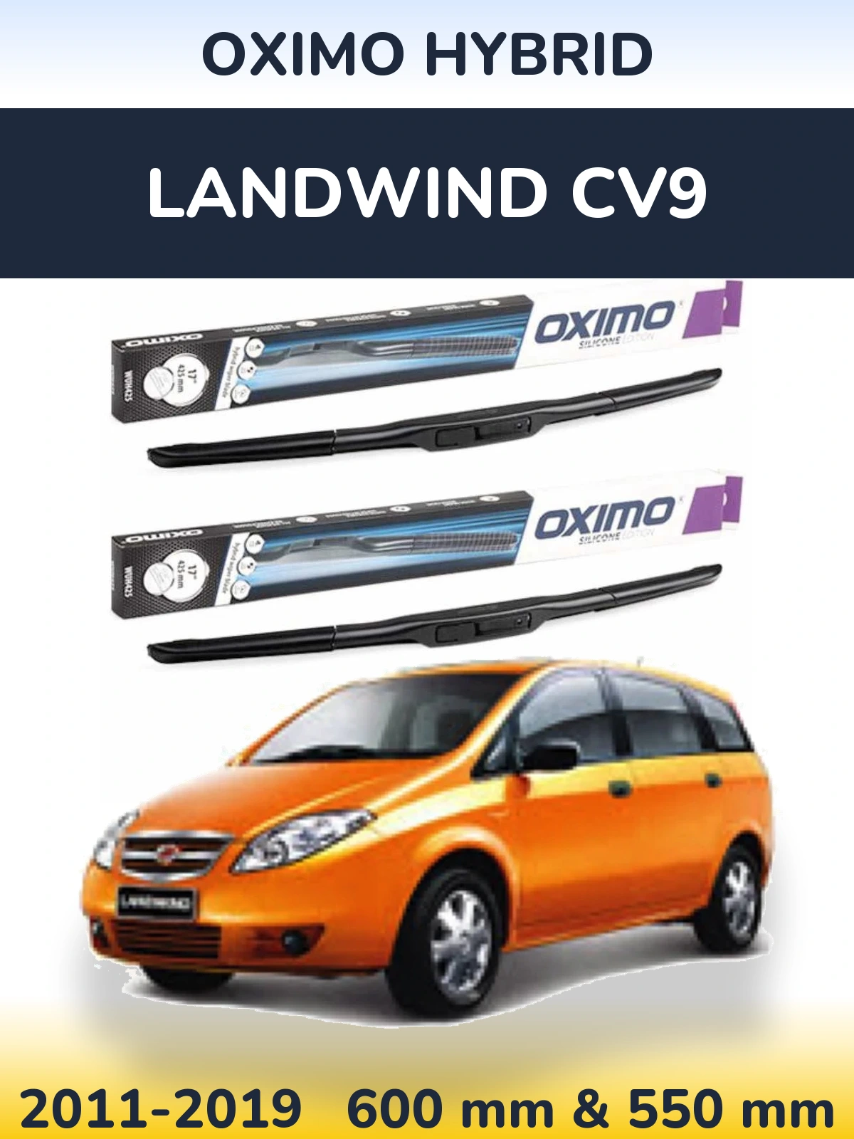 Front wiper blade set Oximo Hybrid 600 & 550 мм for Landwind CV9 2011-2019