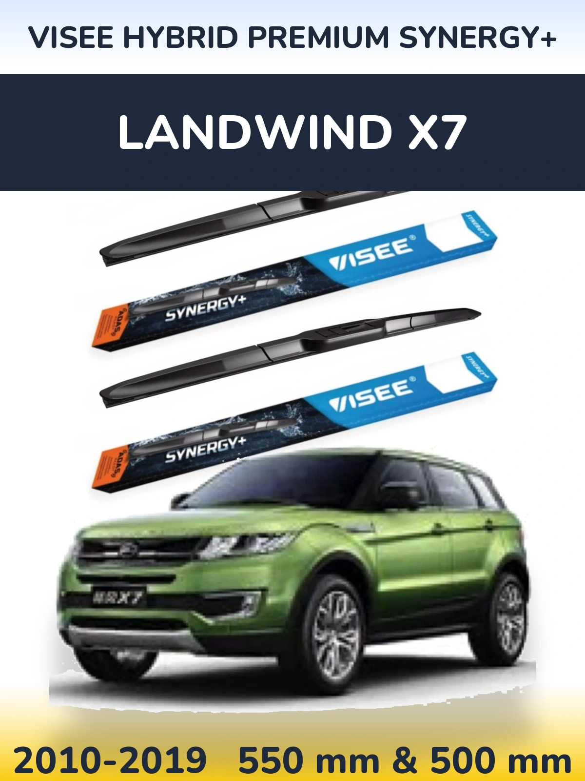 Komplet przednich wycieraczek VISEE HYBRID PREMIUM SYNERGY+ 550 & 500 mm do Landwind X7 2010-2019