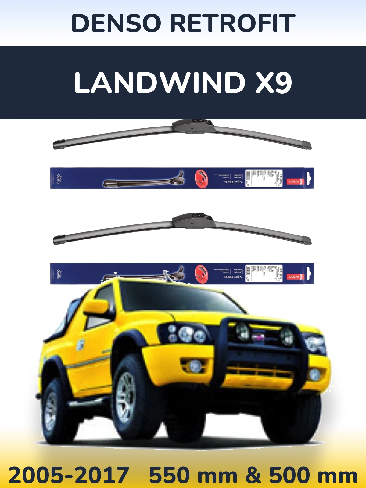 Комплект передніх щіток Denso Retrofit 550 & 500 мм для Landwind X9 2005-2017