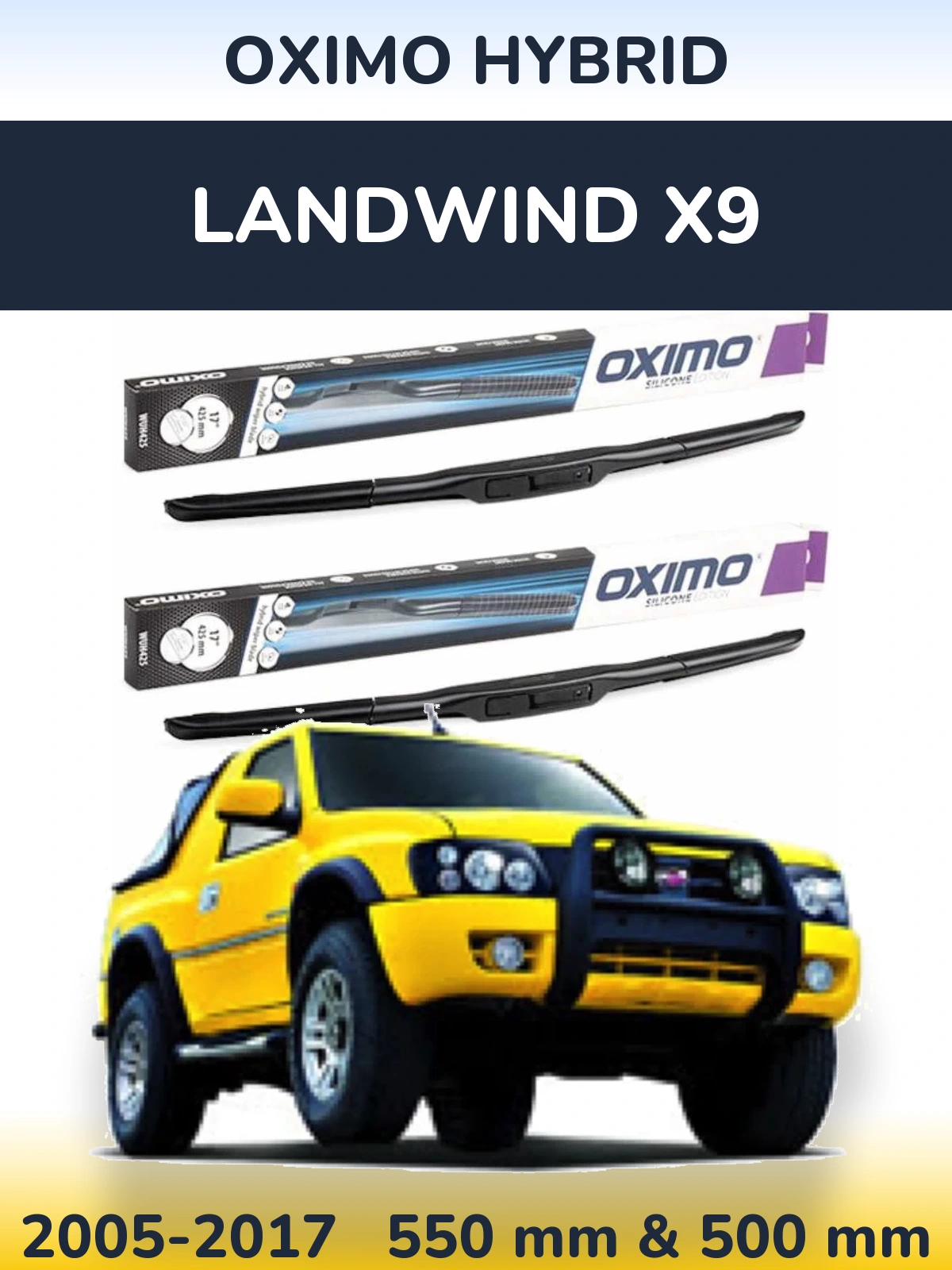 Front wiper blade set Oximo Hybrid 550 & 500 мм for Landwind X9 2005-2017