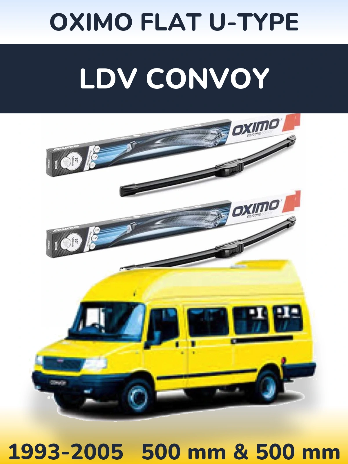 Комплект передних дворников Oximo Flat U-type 500 & 500 мм для LDV Convoy 1993-2005