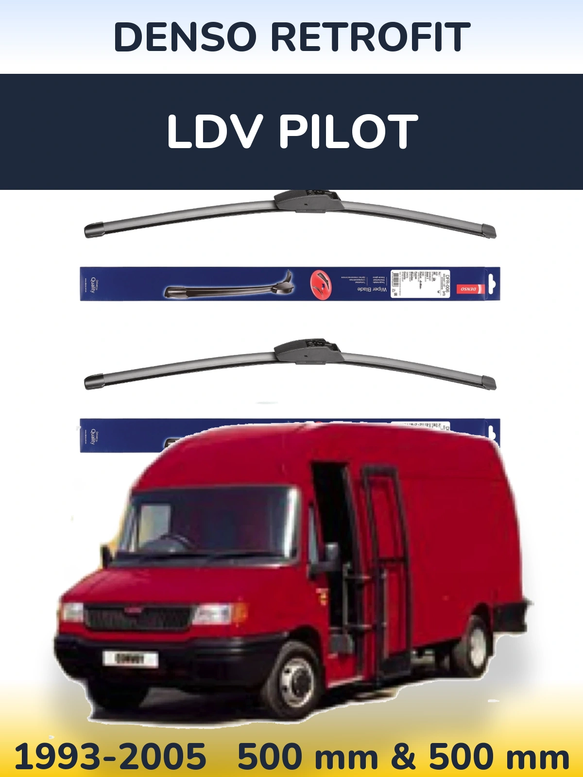 Front wiper blade set Denso Retrofit 500 & 500 мм for LDV Pilot 1993-2005