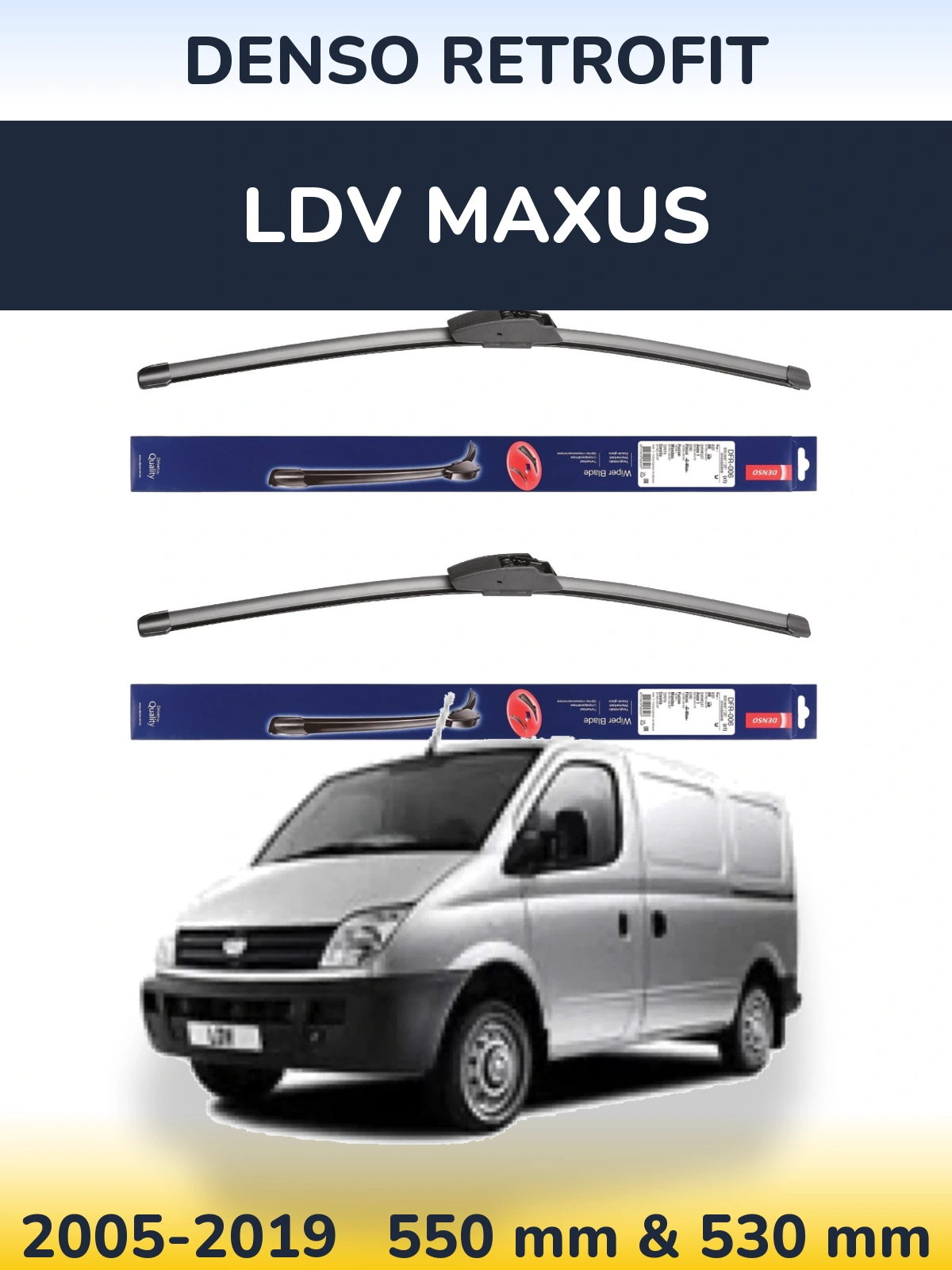 Komplet przednich wycieraczek Denso Retrofit 550 & 530 mm do LDV Maxus 2005-2019